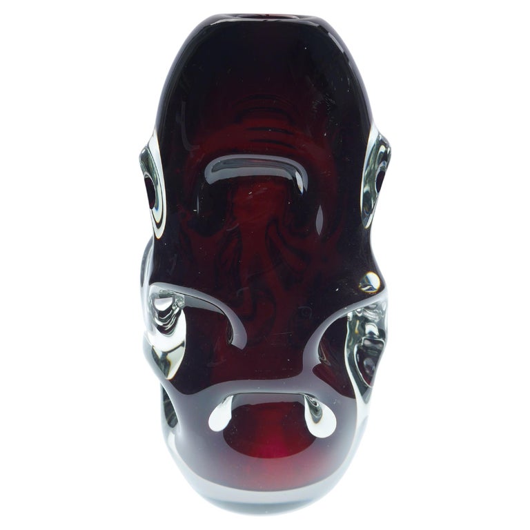 Very Dark Red Glass Vase by Börne Augustsson for Åseda, Sweden For Sale