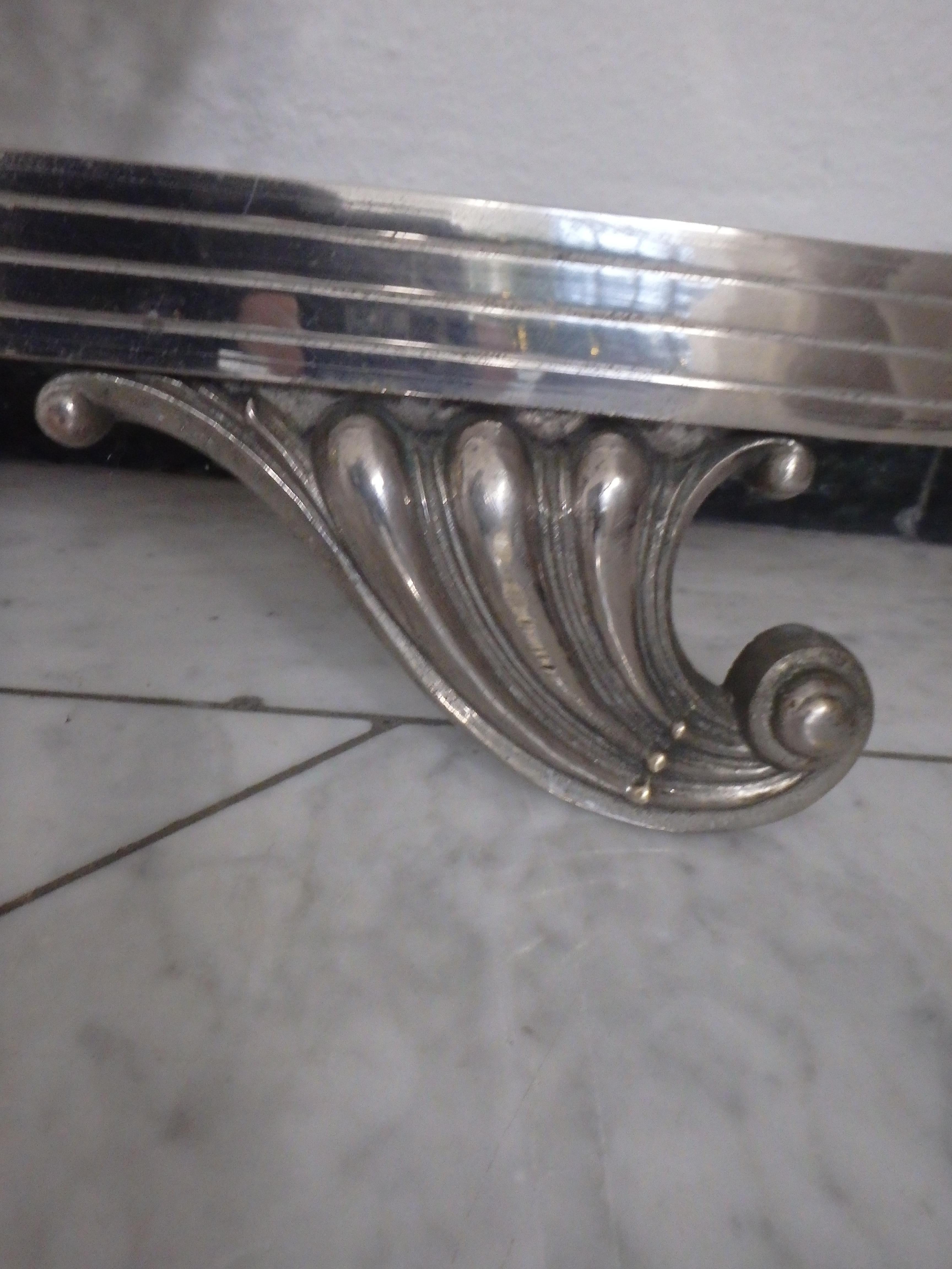 Very decorativ spanish Art Deco nickel bed head+ foot part with floral ornaments For Sale 3