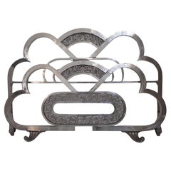 Very decorativ spanish Art Deco nickel bed head+ foot part with floral ornaments