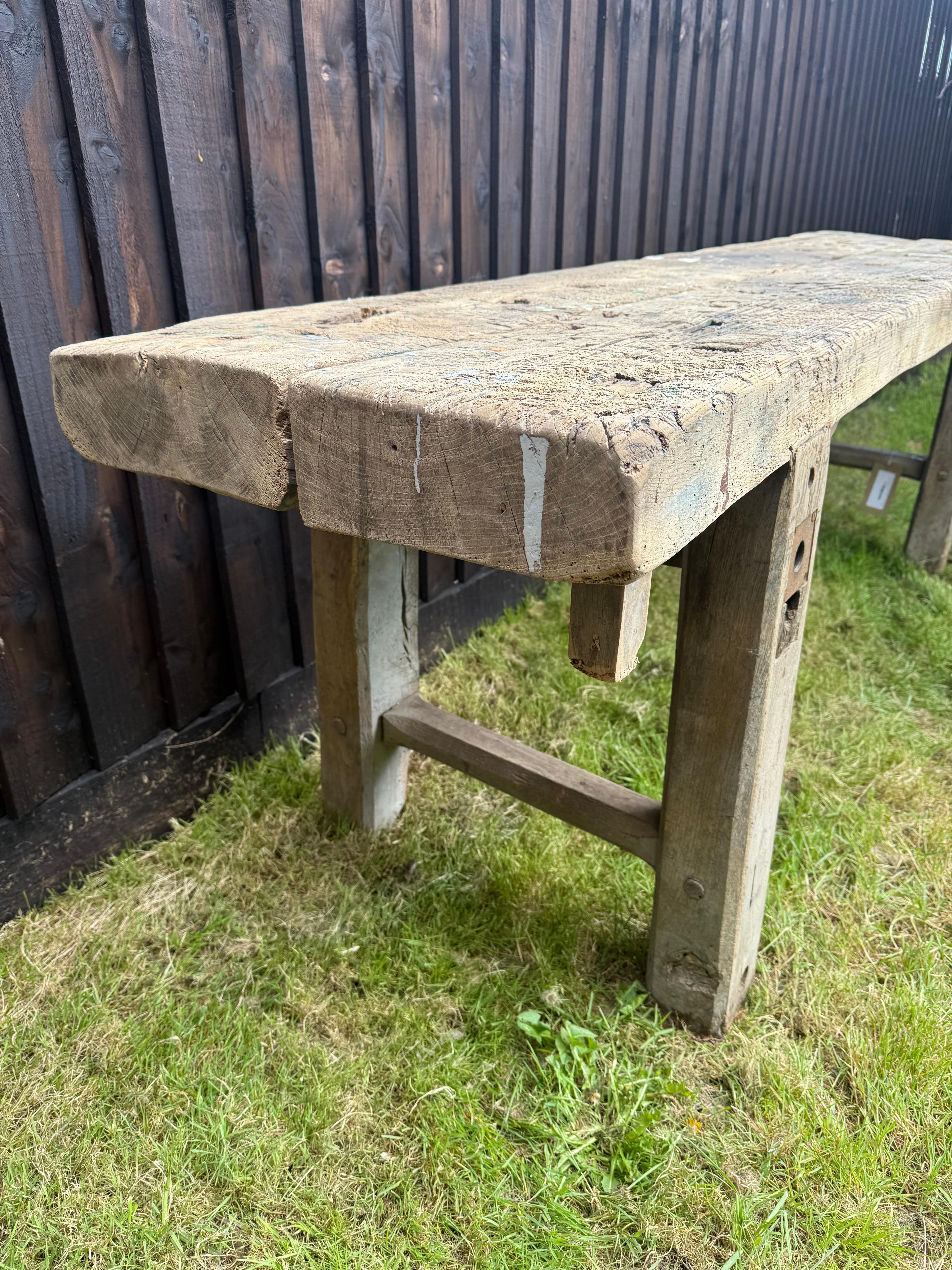 Very decorative 19th century oak rustic console table For Sale 5