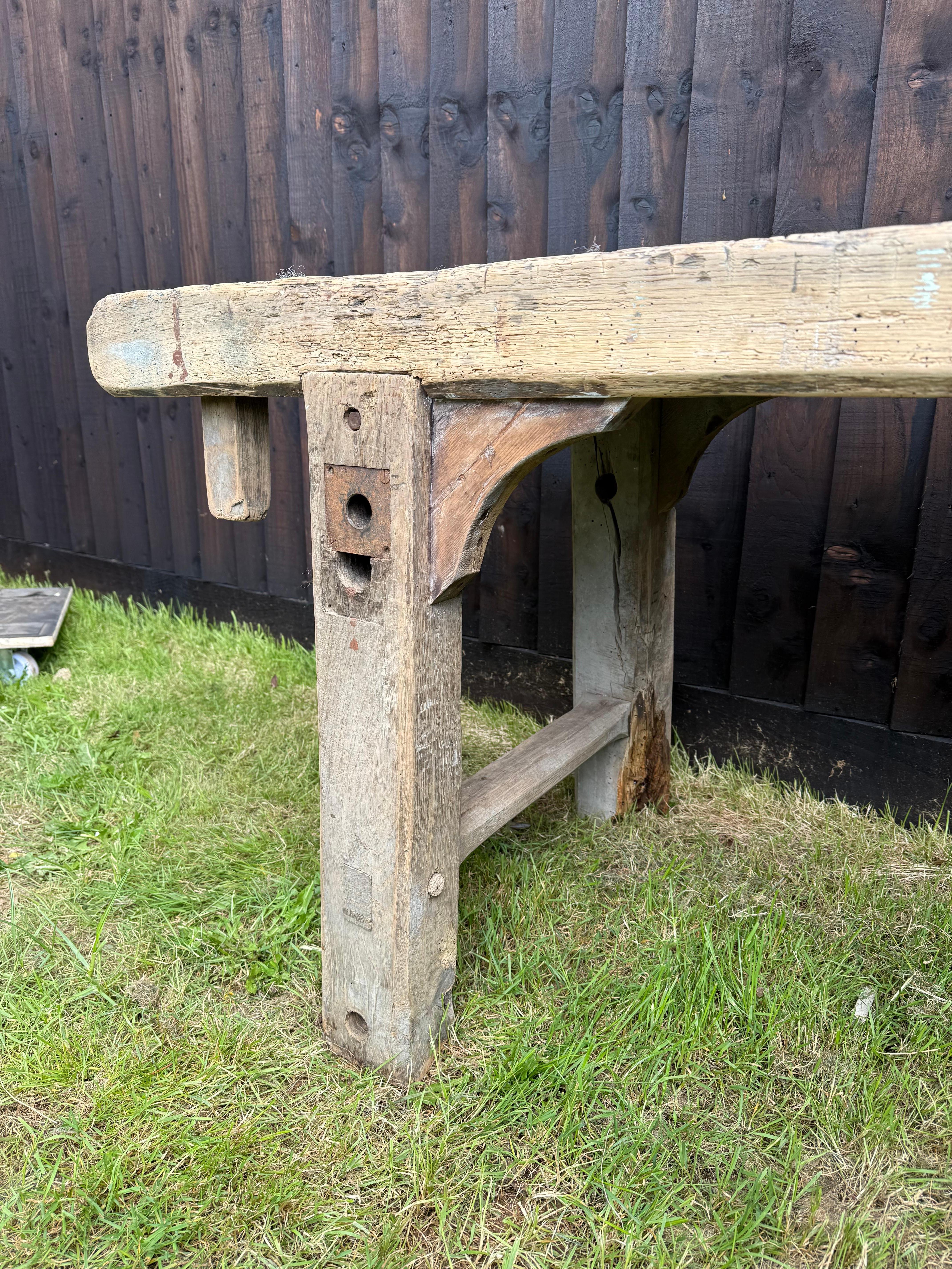 Very decorative 19th century oak rustic console table For Sale 8