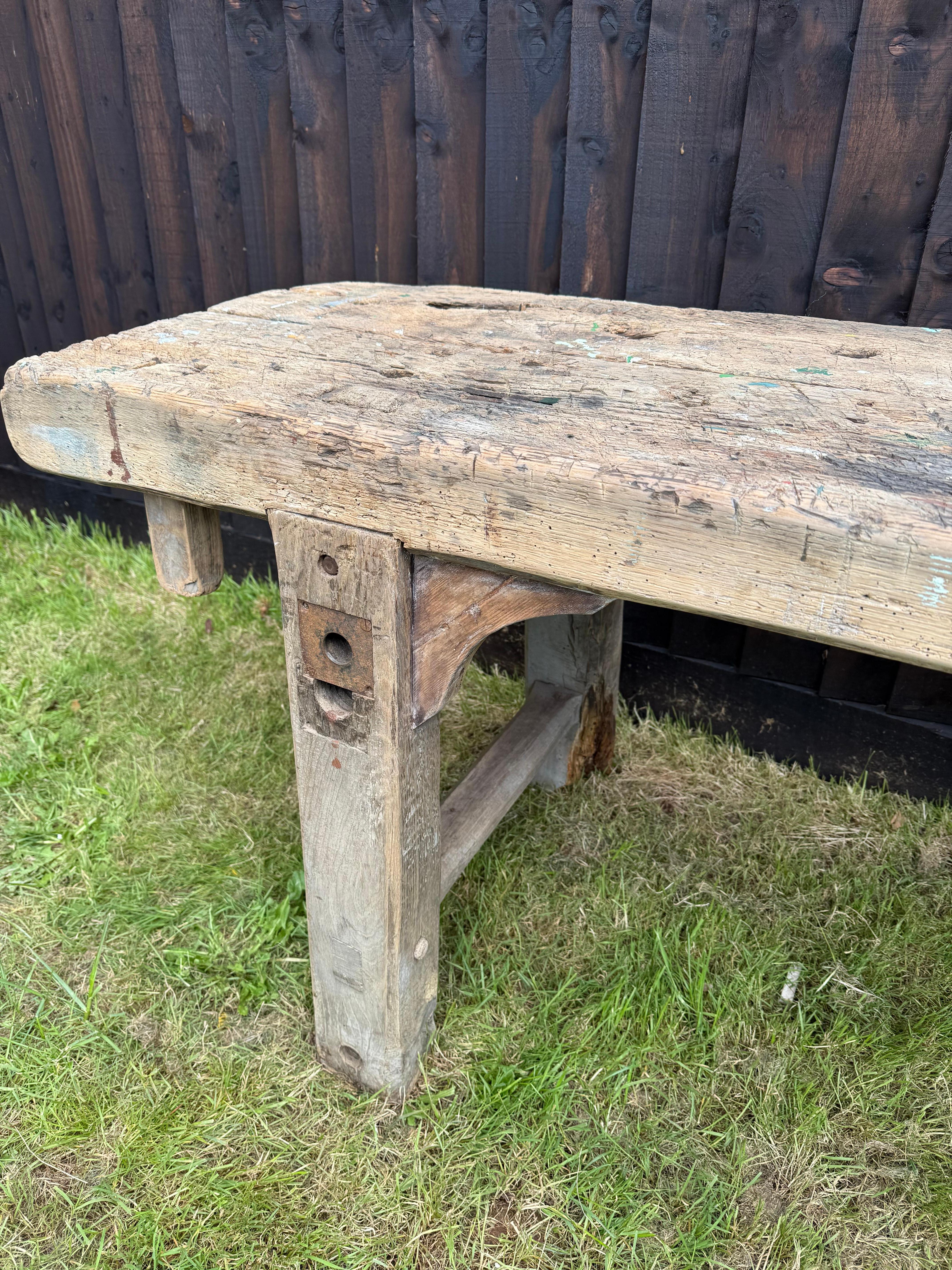 Very decorative 19th century oak rustic console table For Sale 9