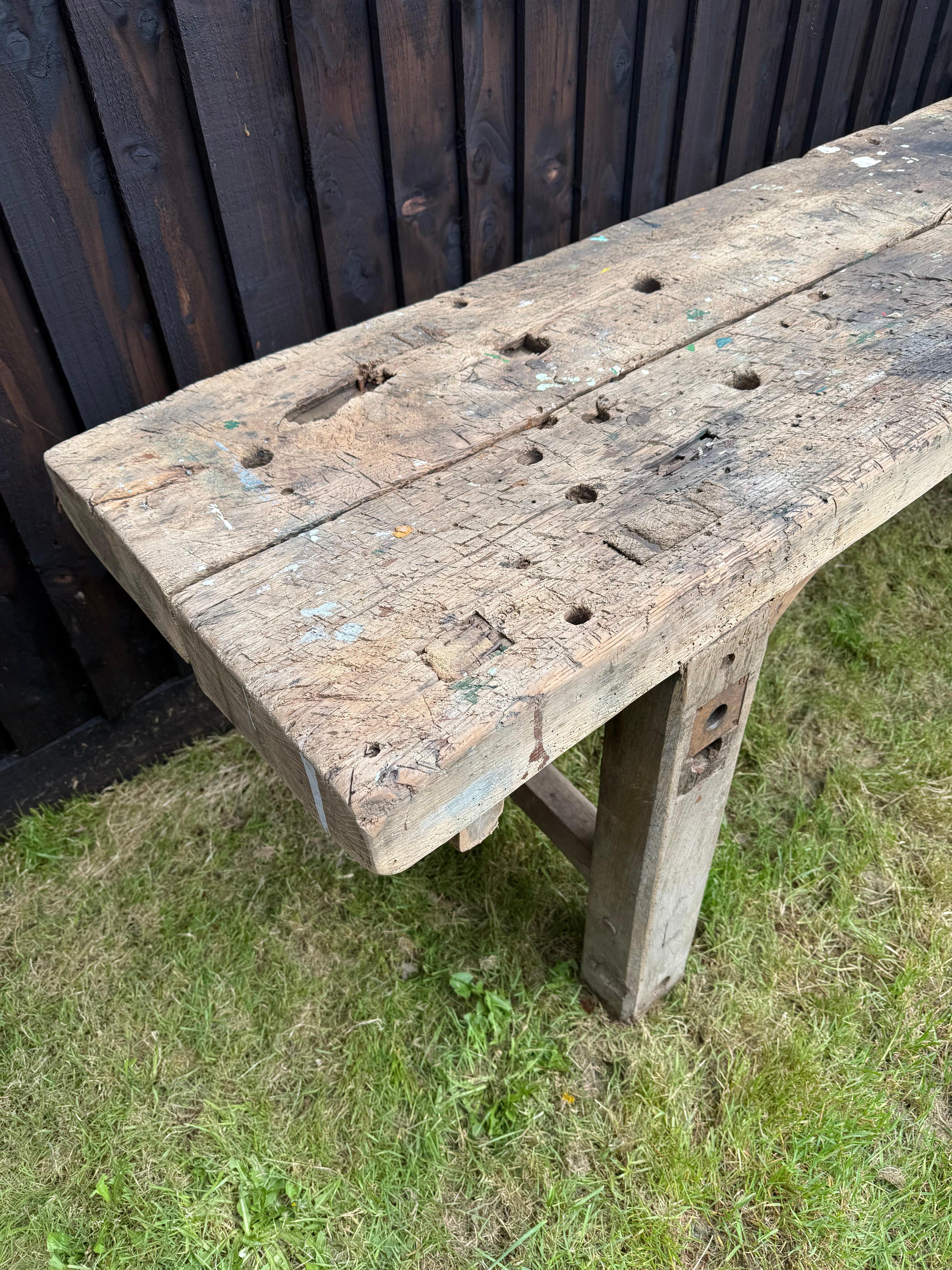 Very decorative 19th century oak rustic console table For Sale 10