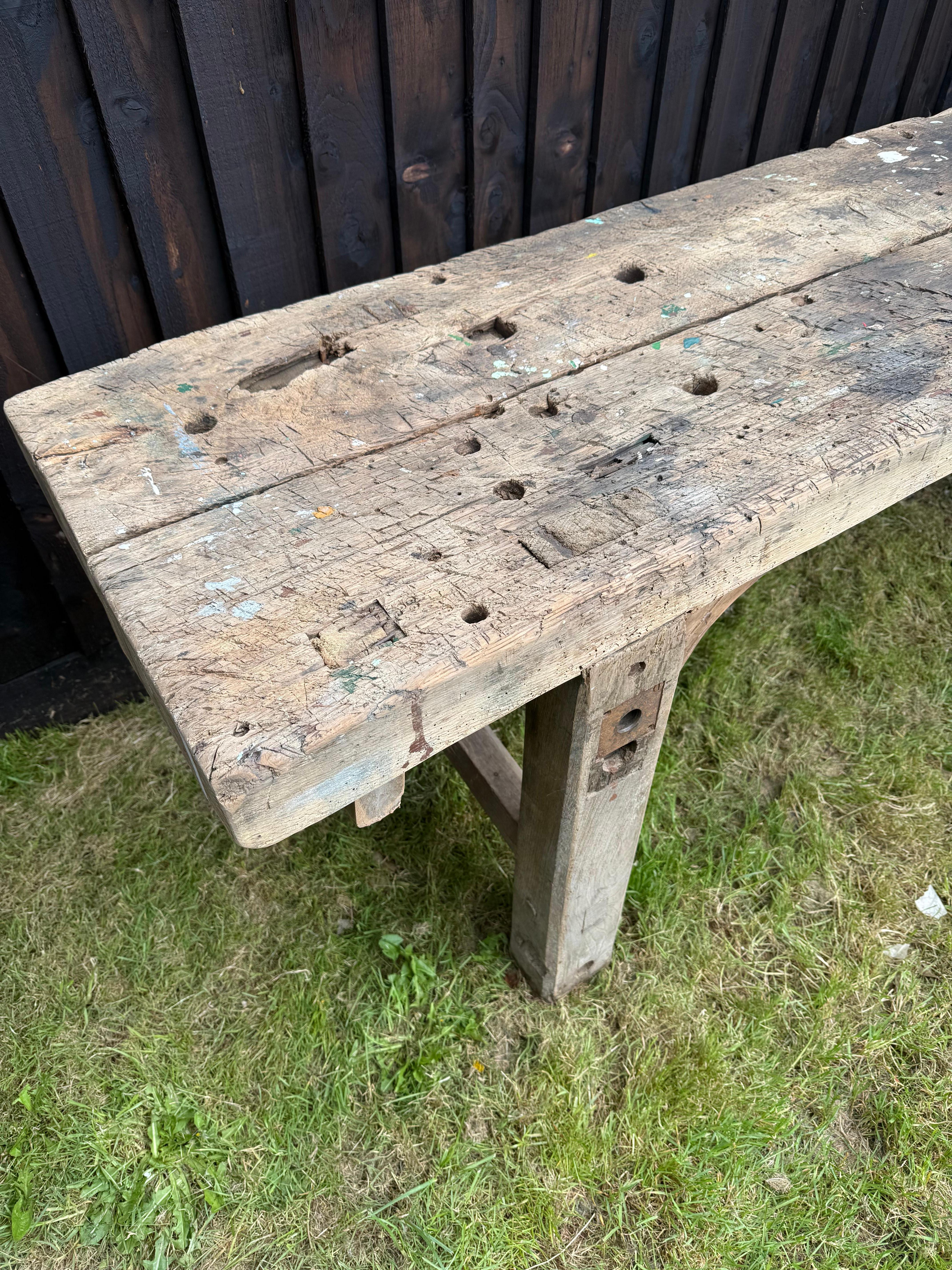 English Very decorative 19th century oak rustic console table For Sale