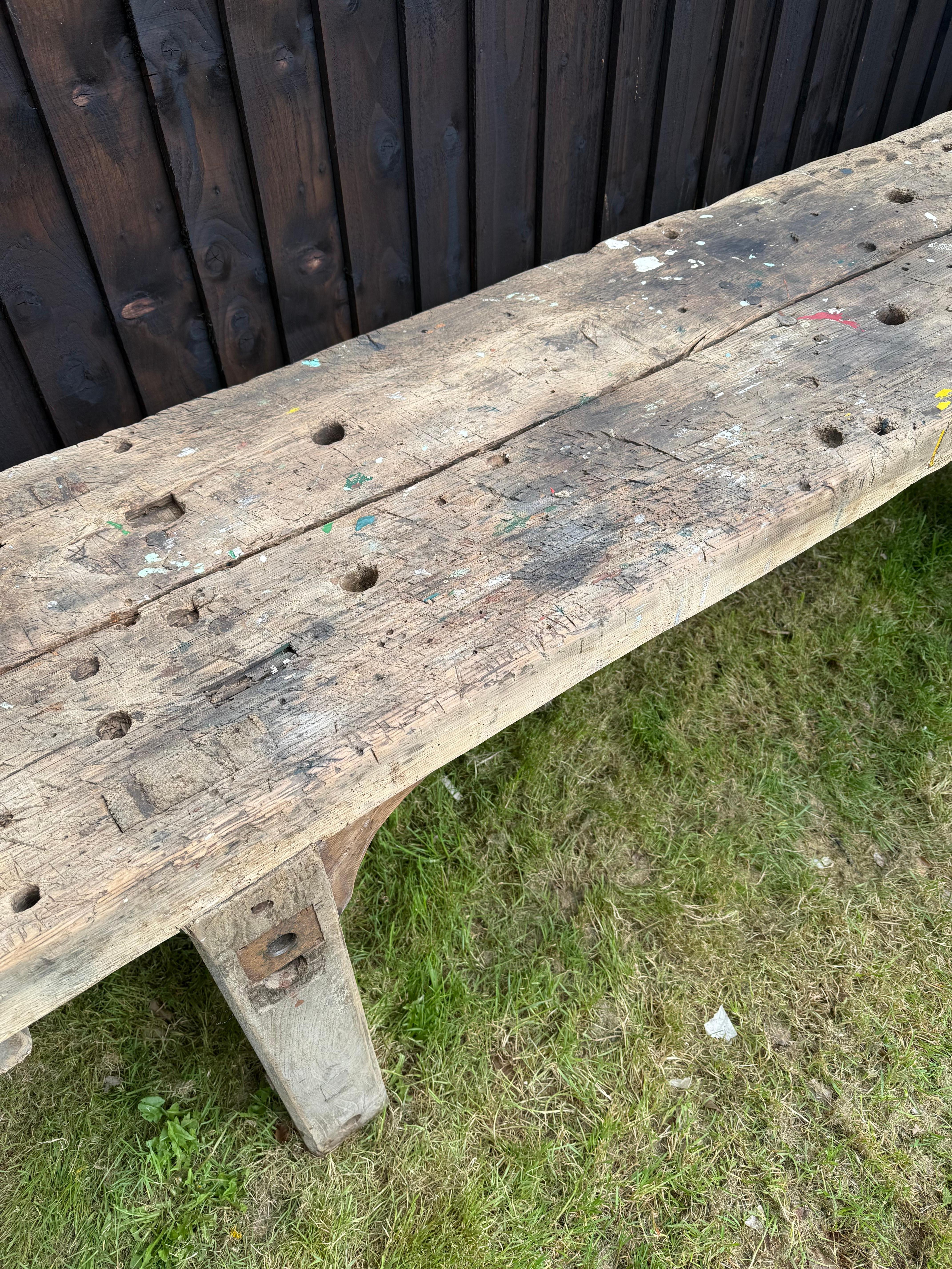 19th Century Very decorative 19th century oak rustic console table For Sale