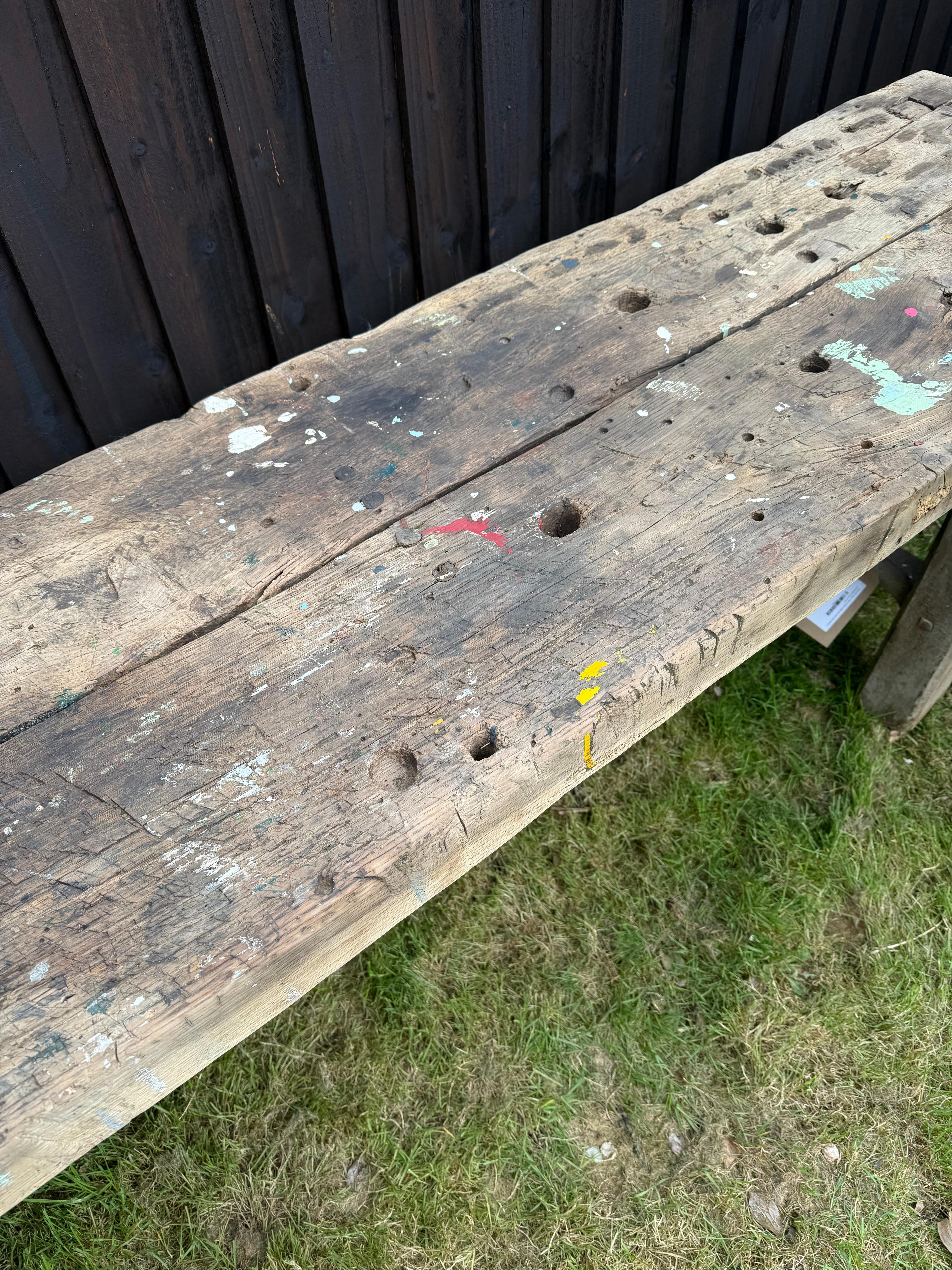 Oak Very decorative 19th century oak rustic console table For Sale