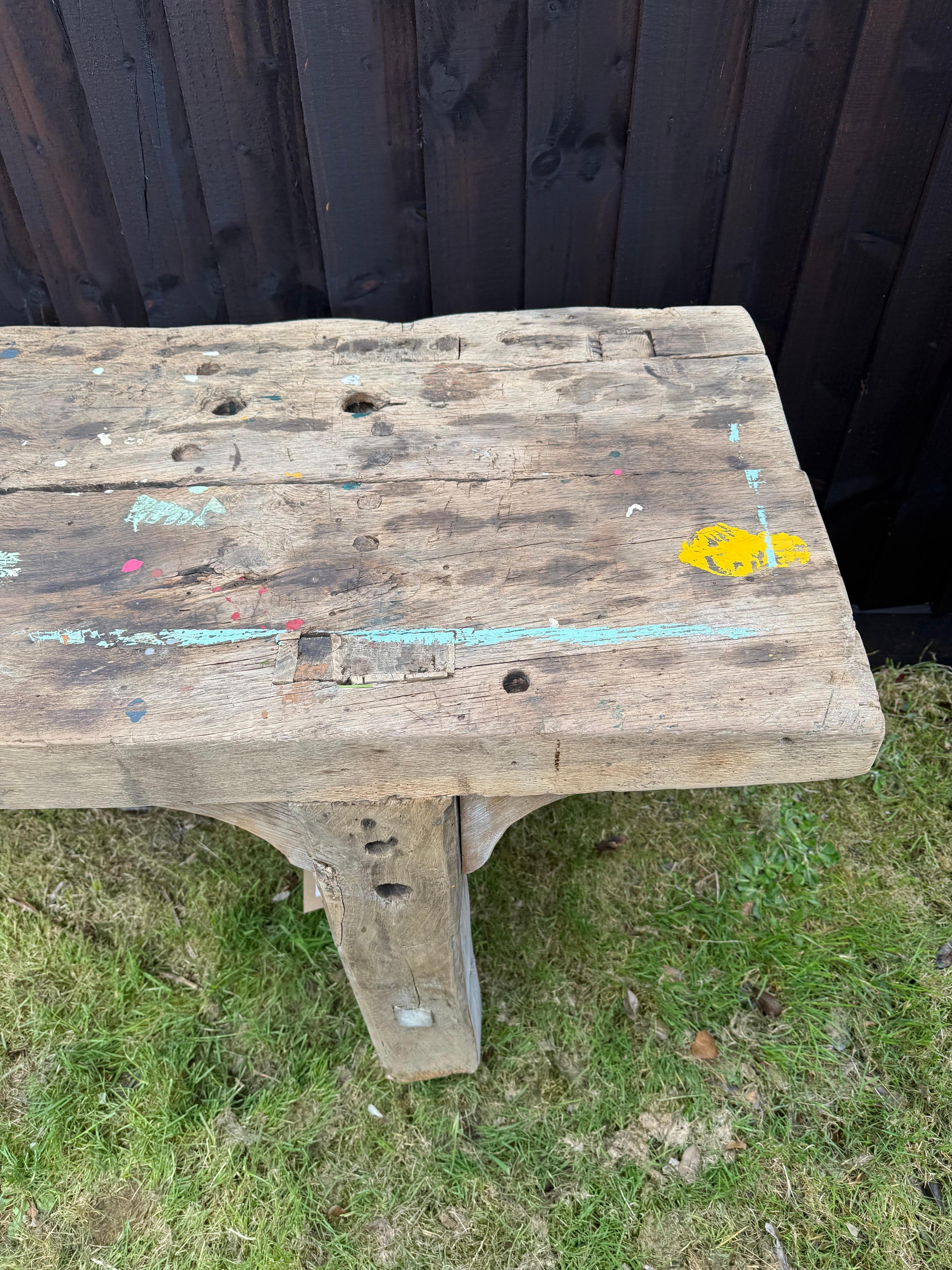 Very decorative 19th century oak rustic console table For Sale 1
