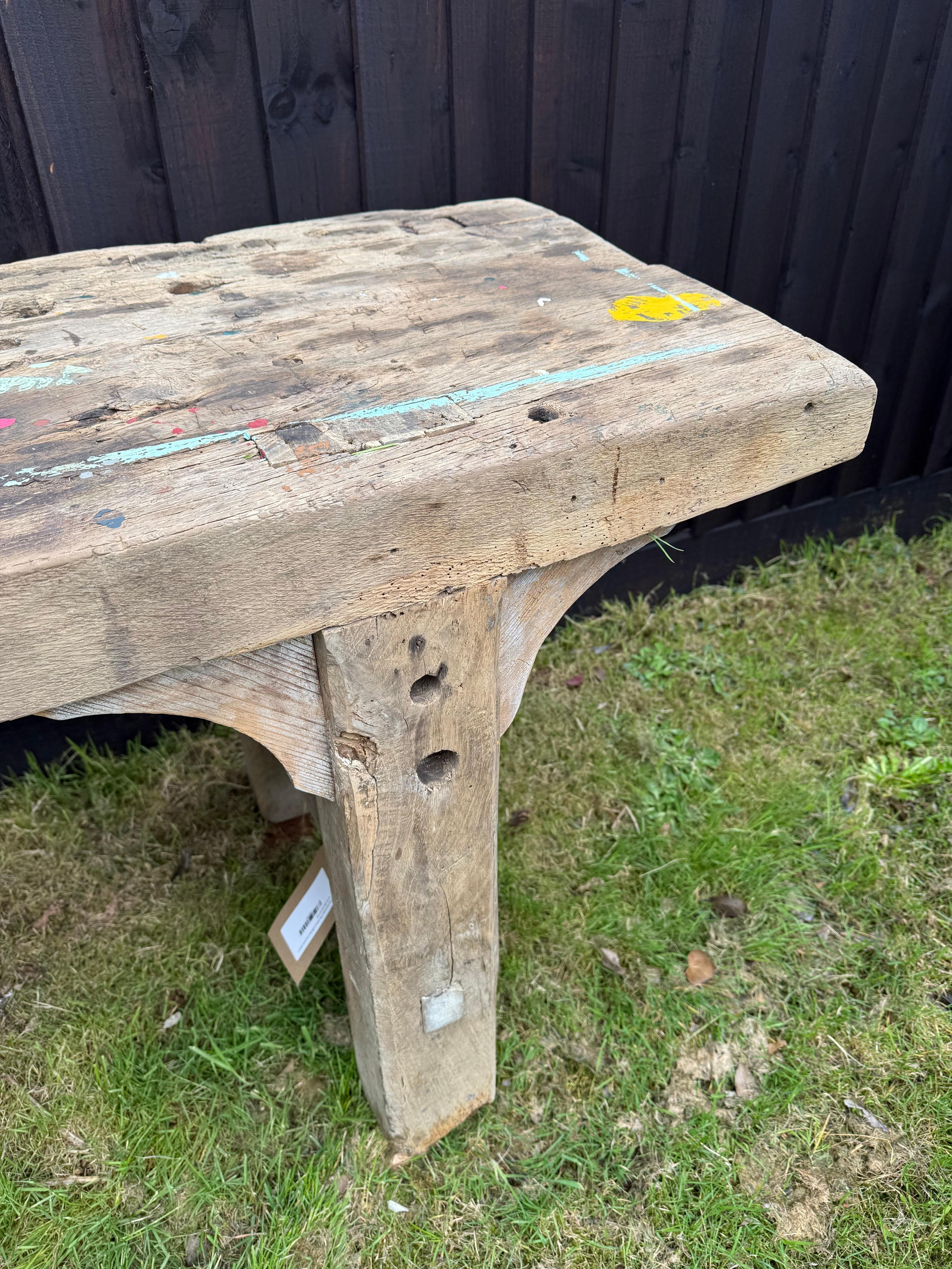 Very decorative 19th century oak rustic console table For Sale 3