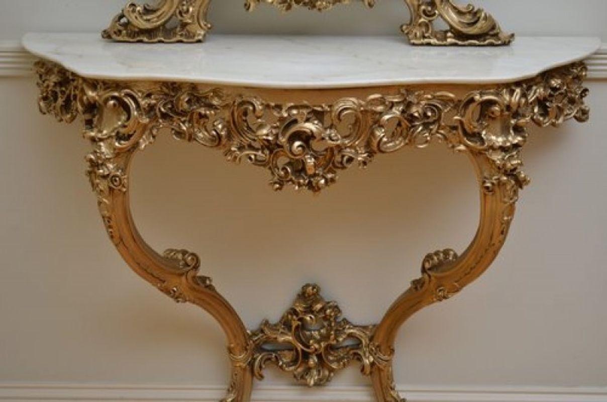 British Very Decorative 20th Century Console Table with Mirror For Sale