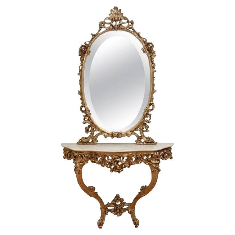 Console très décorative du 20e siècle avec miroir
