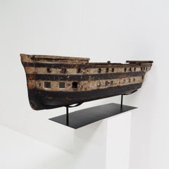 Very Decorative Antique Ship Model with Beautiful Wear and Tear