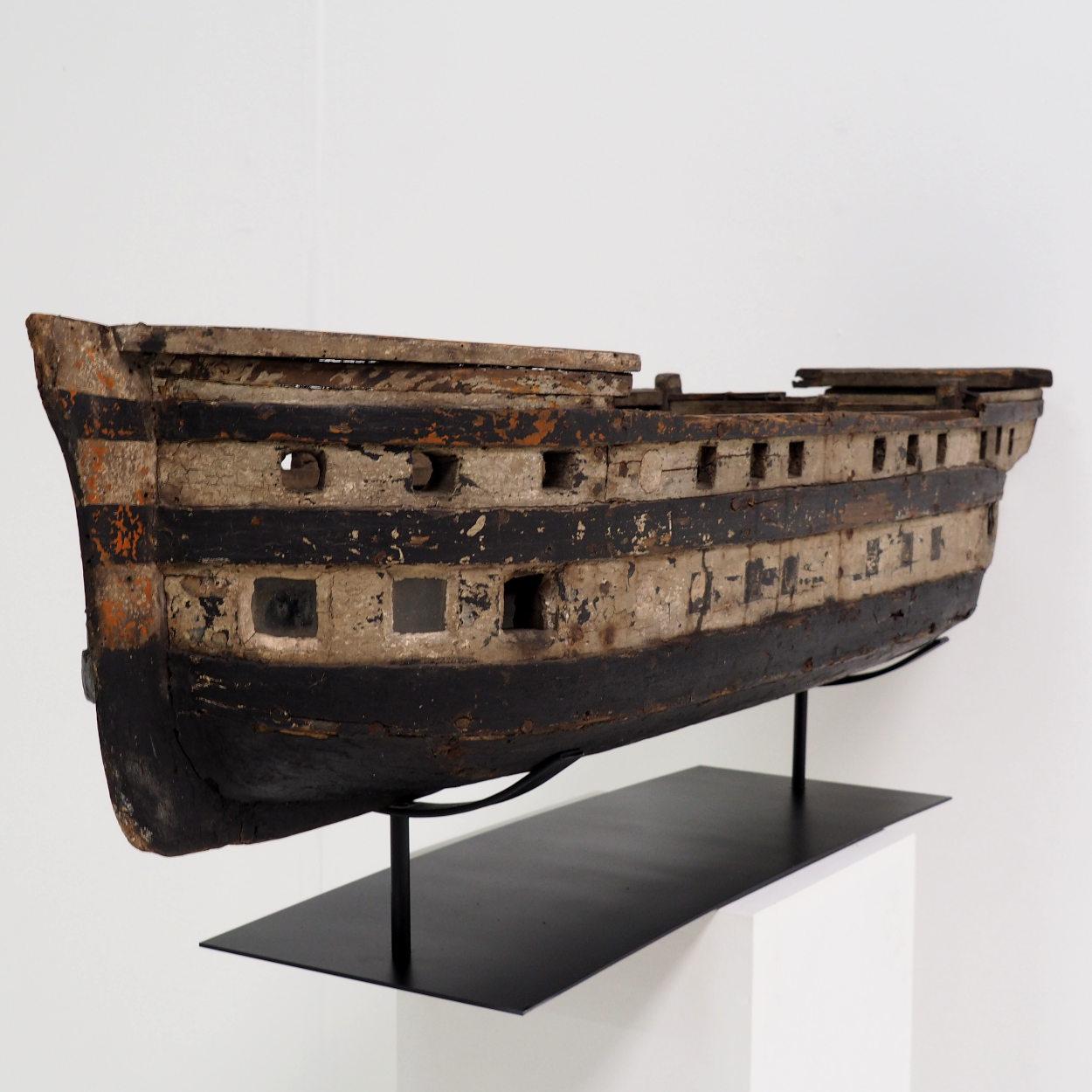 19th Century Very Decorative Antique Ship Model with Beautiful Wear and Tear For Sale