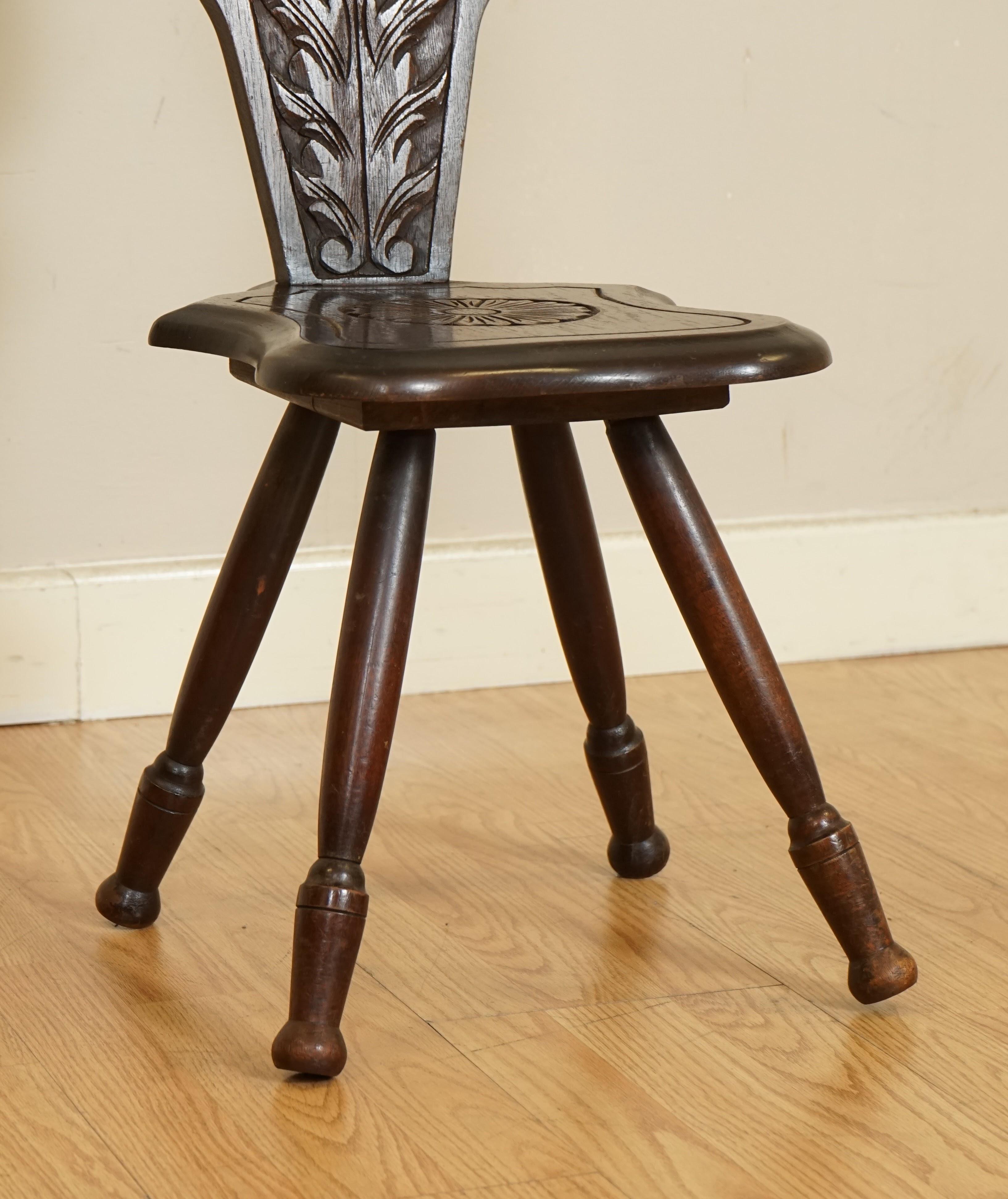 Welsh Very Decorative Antique Welish Spinning Side Chair Stool