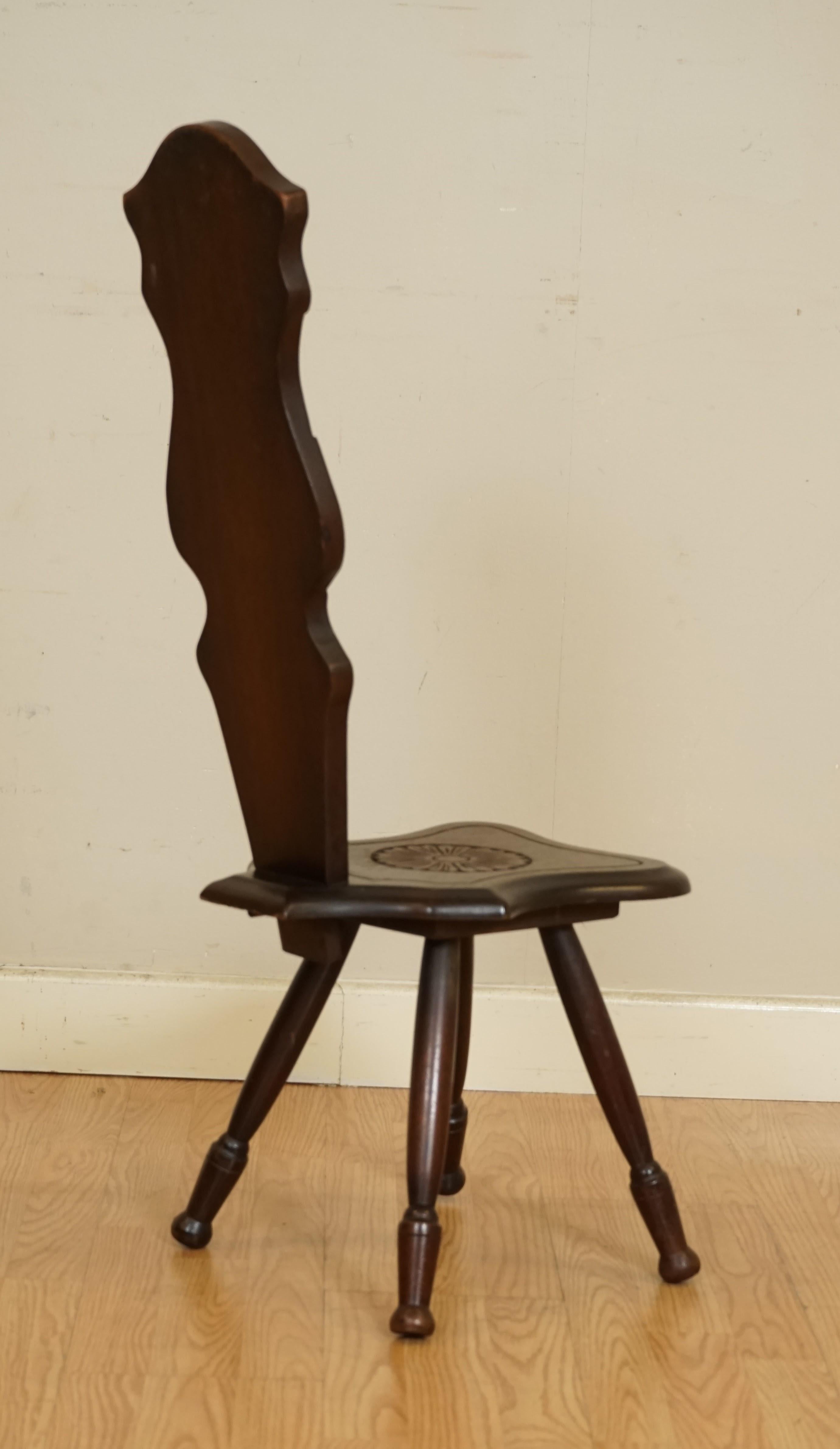 20th Century Very Decorative Antique Welish Spinning Side Chair Stool