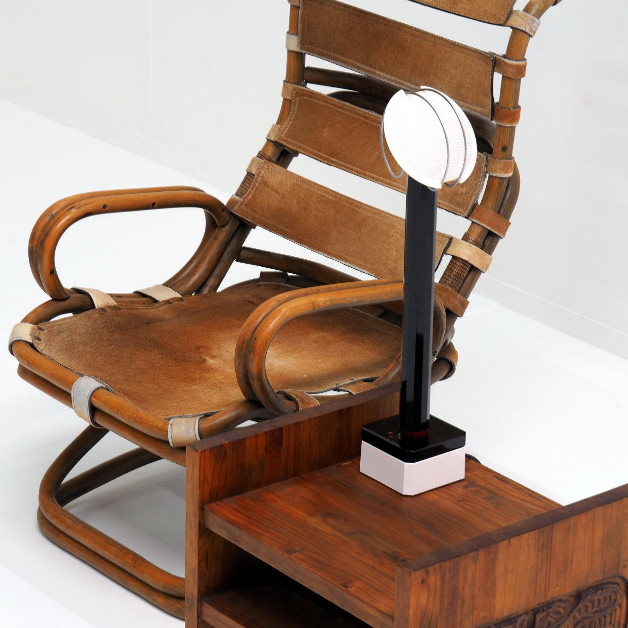 20th Century 1960s Italian Easy Chair in Horse Leather and Bamboo