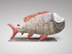 Very Decorative Late 20th Century Large Metal Hand Painted Model of a Fish