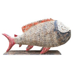 Very Decorative Late 20th Century Large Metal Hand Painted Model of a Fish
