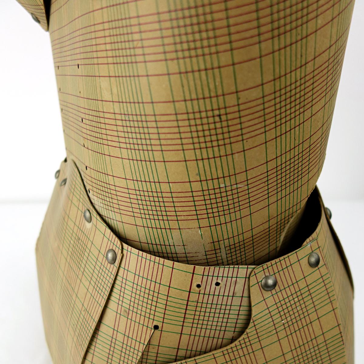 20th Century Very Decorative Mannequin or Tailor's Dummy Made of Checkered Thick Cardboard For Sale