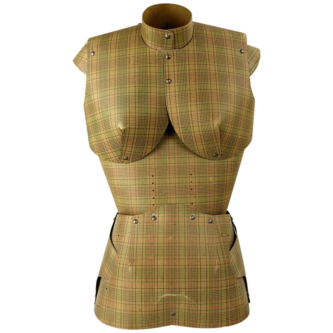 Very Decorative Mannequin or Tailor's Dummy Made of Checkered Thick Cardboard For Sale