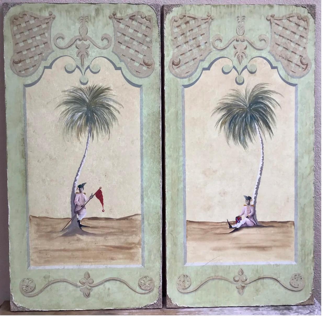 Very Decorative Paintings on Canvas, a Pair For Sale 2