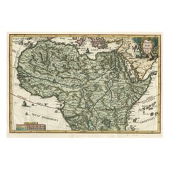 Rara mappa antica molto decorativa della parte settentrionale dell'Africa, 1702
