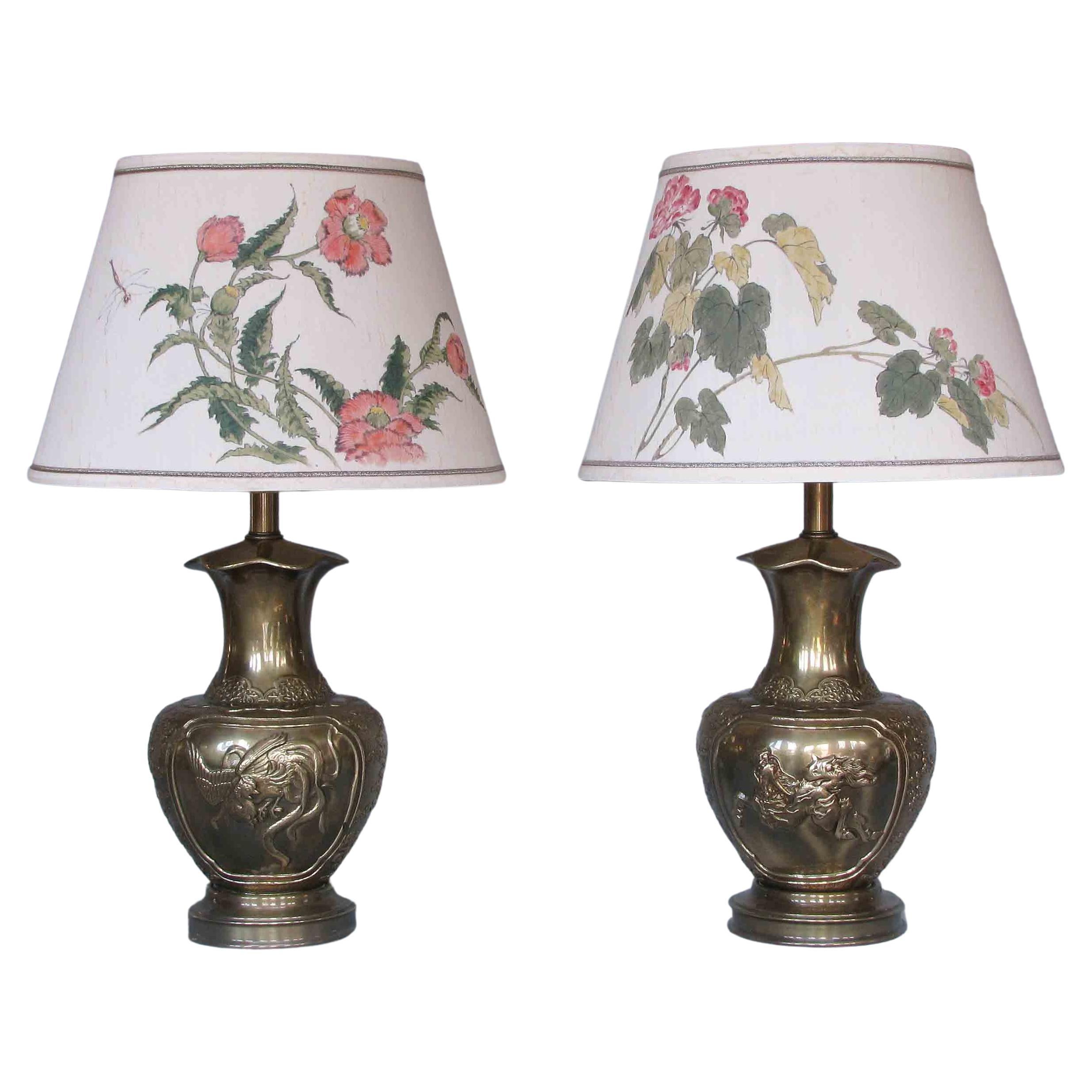 Very Decorative Table Lamps, Japanese Style by Tyndale for Frederick Cooper Co. For Sale
