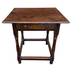 Very Early 18th Century English Oak Joint Table with Drawer