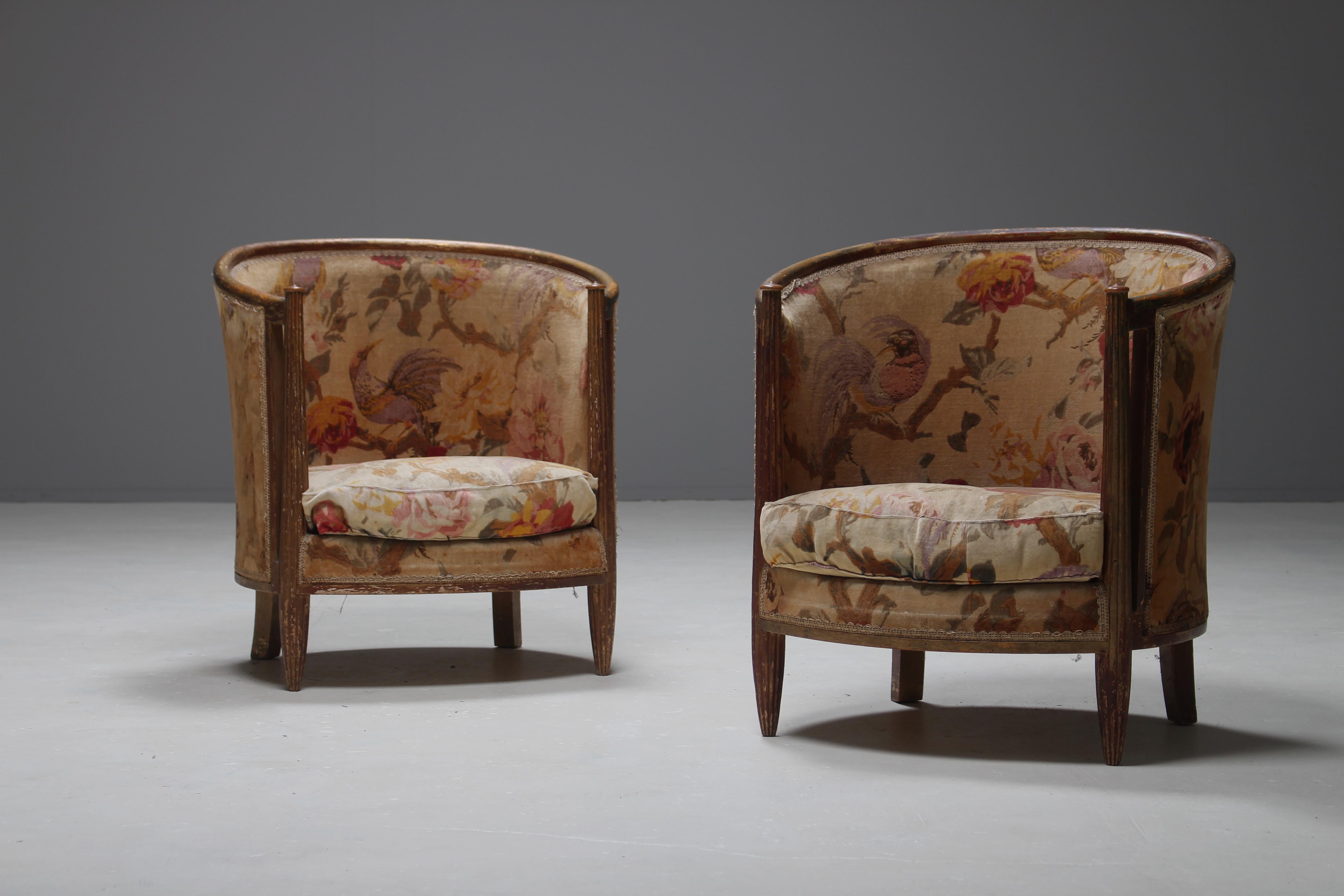 Important Early and Rare Gilded Paul Follot Art Nouveau Club Chairs, 1911 For Sale 10