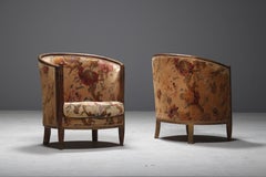 Important Early and Rare Gilded Paul Follot Art Nouveau Club Chairs, 1911
