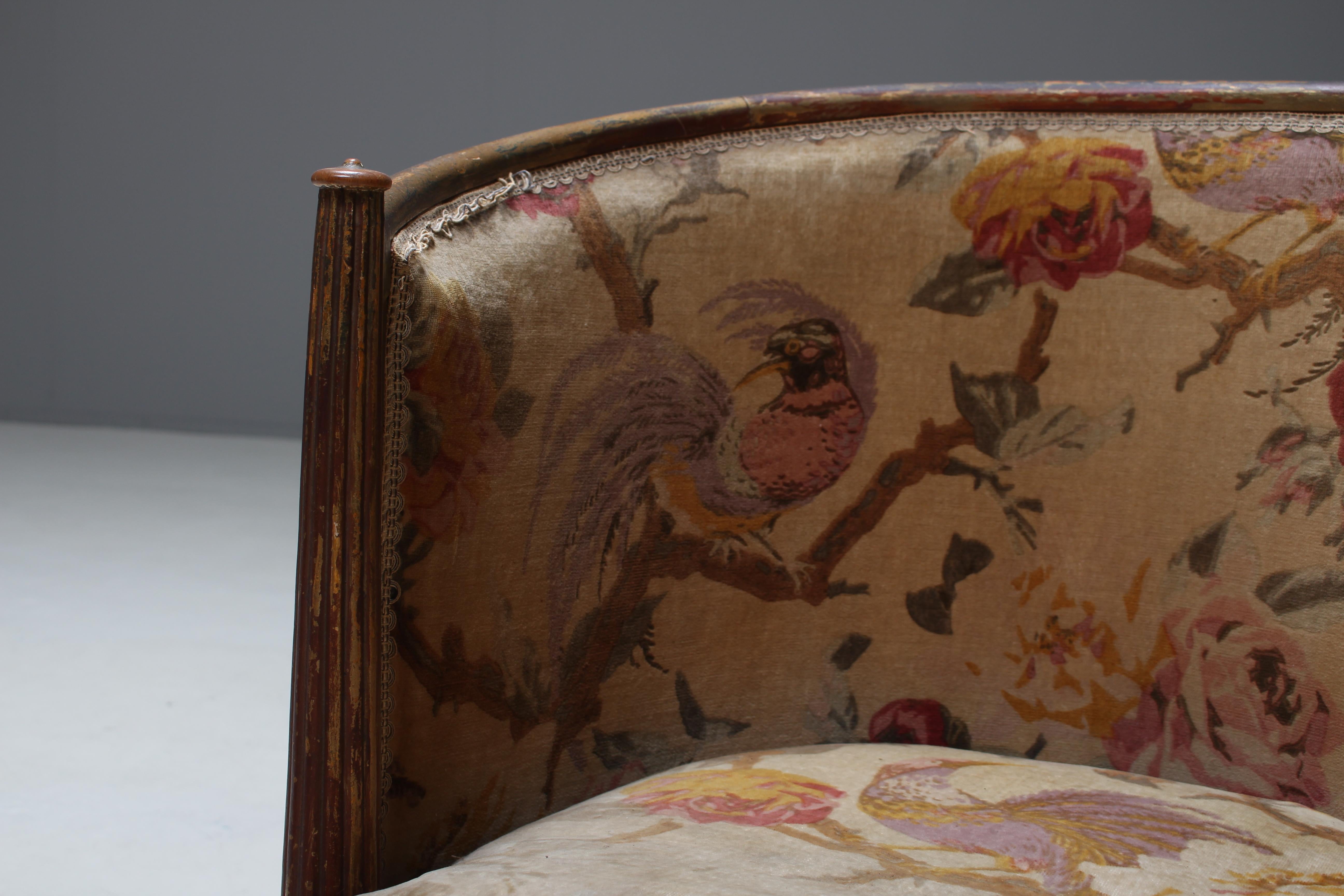 Fabric Important Early and Rare Gilded Paul Follot Art Nouveau Club Chairs, 1911 For Sale