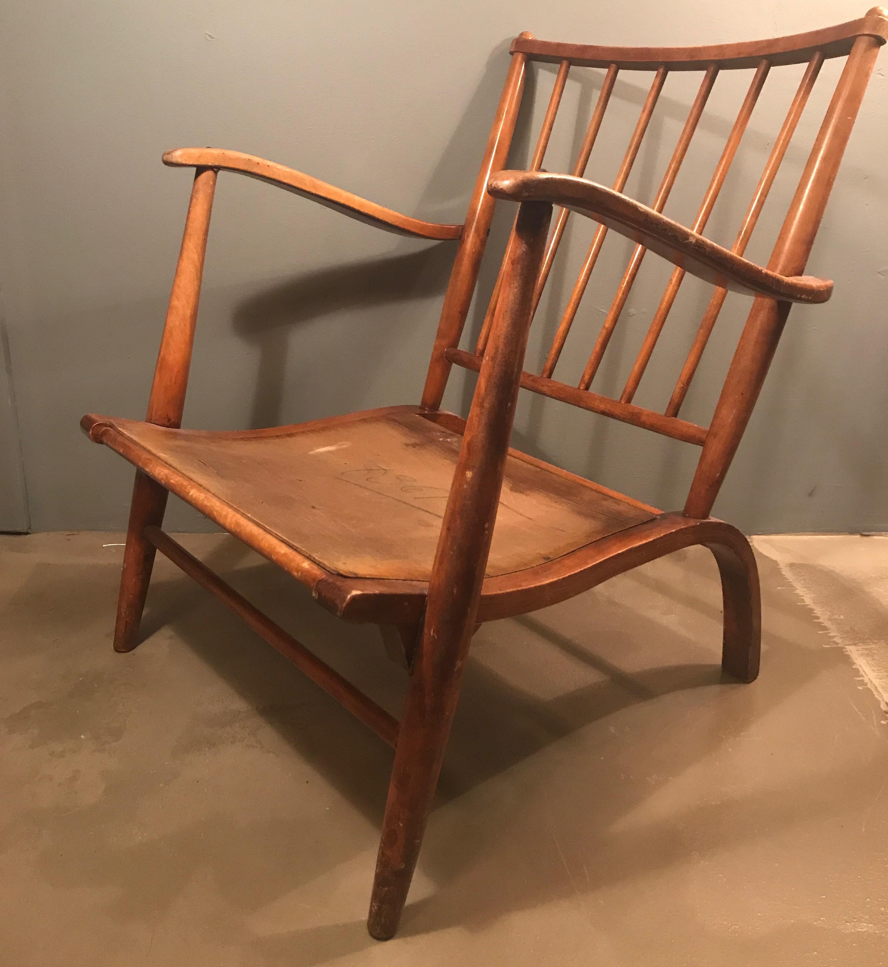 Beech Danish Mid-Century Modern Lounge Chair