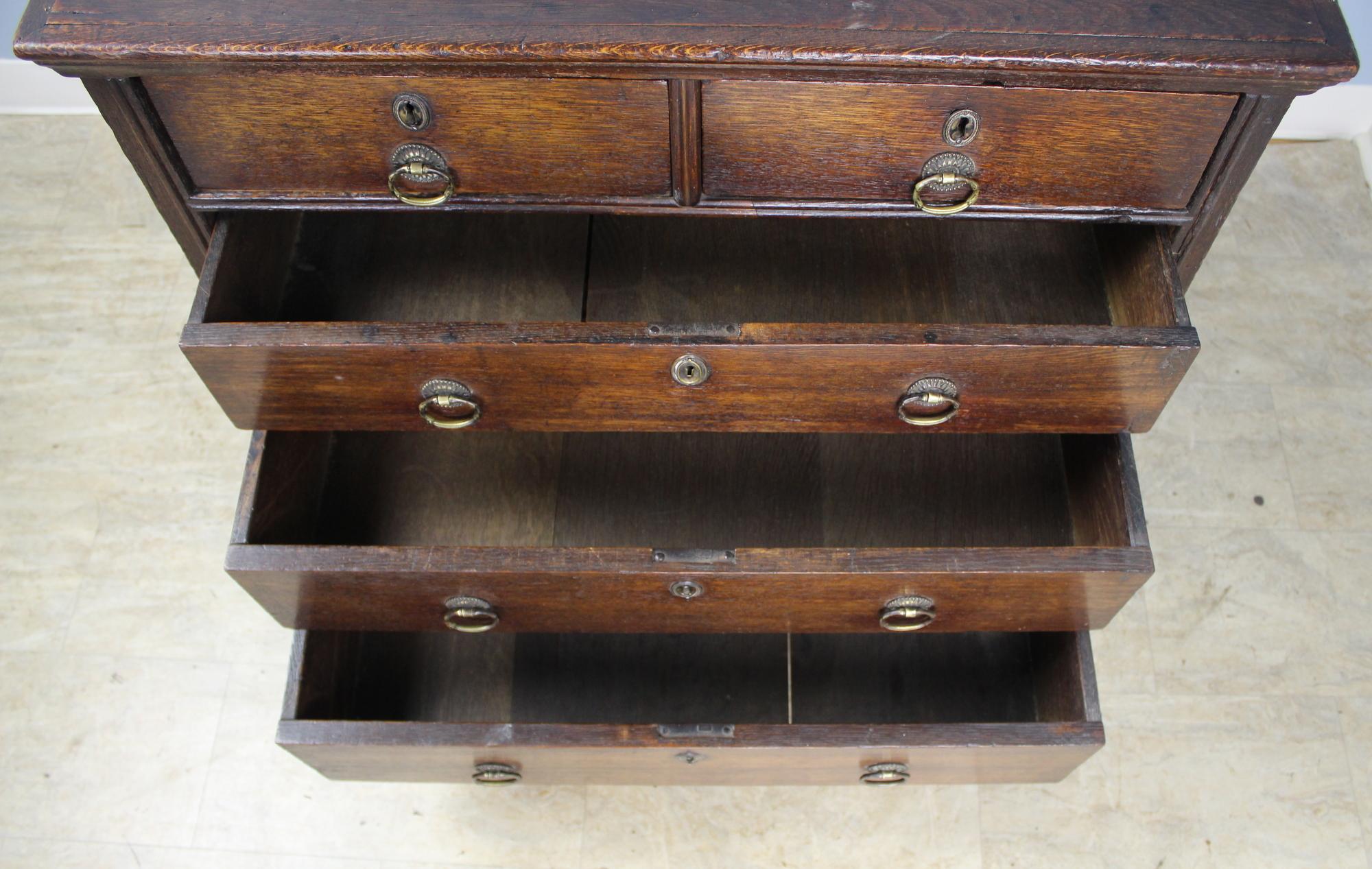 Very Early English Oak Chest of Drawers 5