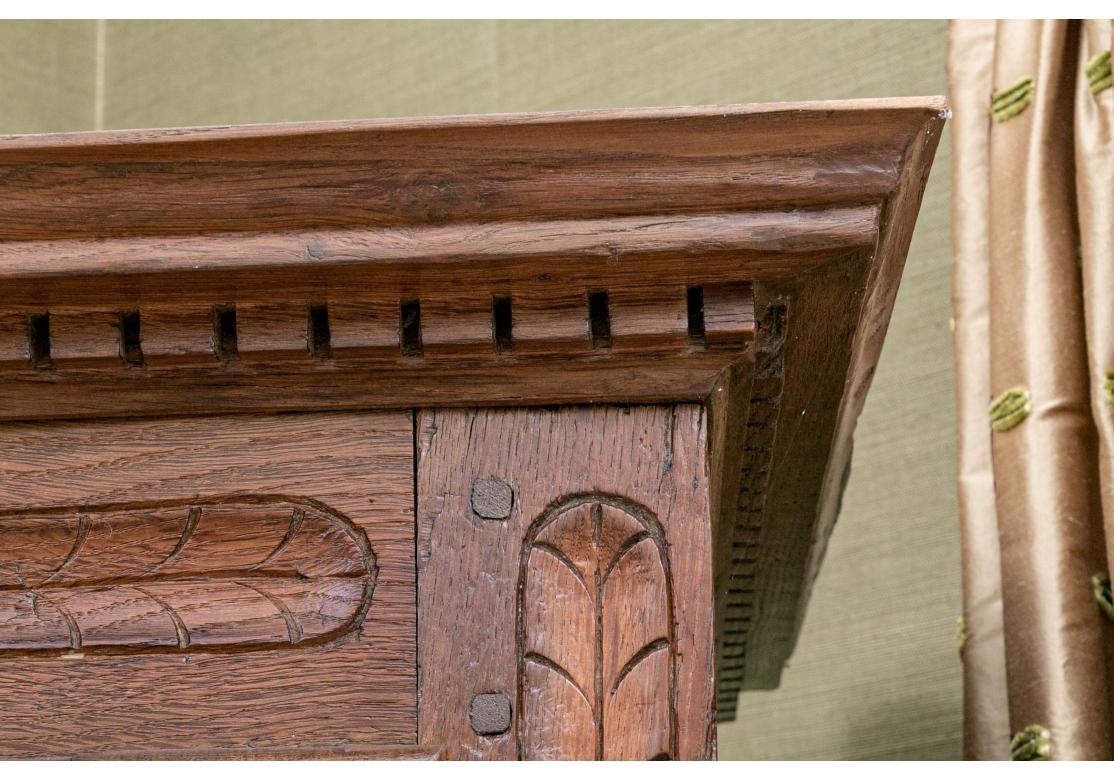 Carved Very Early European Oak Standing Cabinet For Sale