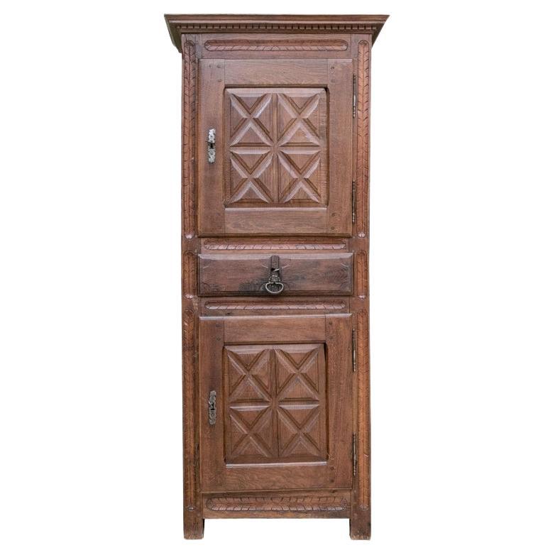 Very Early European Oak Standing Cabinet For Sale