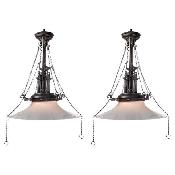 Very Early Impressive, Unique And Complex Gas Lamp - Matching Pair For ...