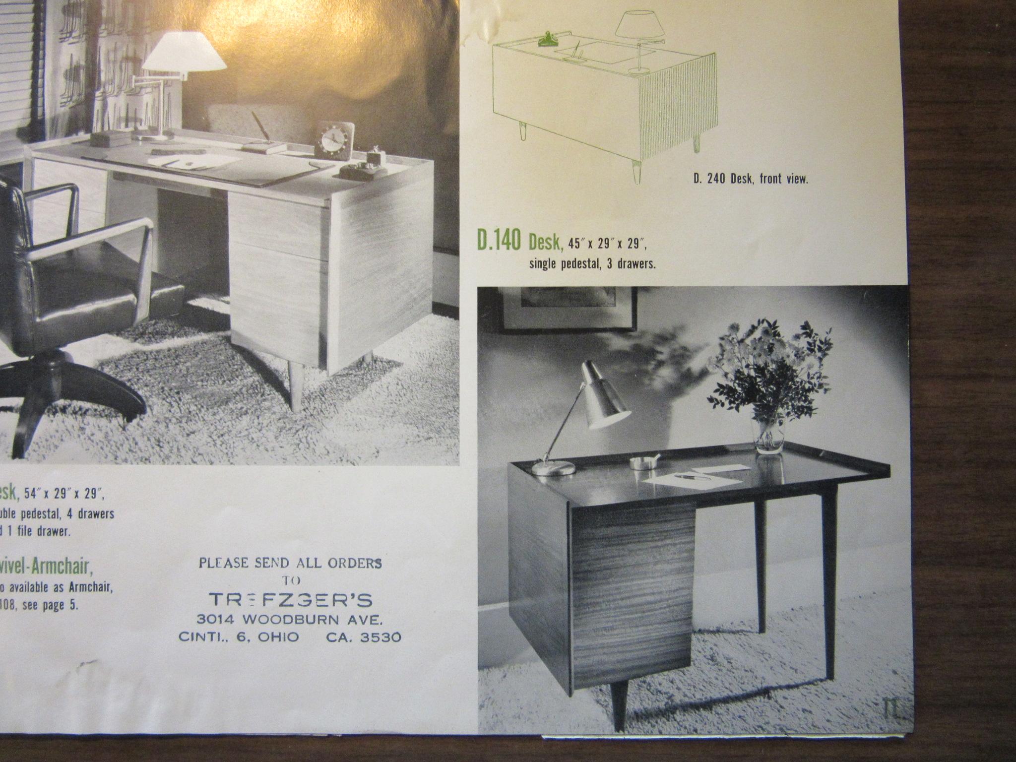 Very Early Jens Risom Walnut Mid Century Desk Model D-140 7