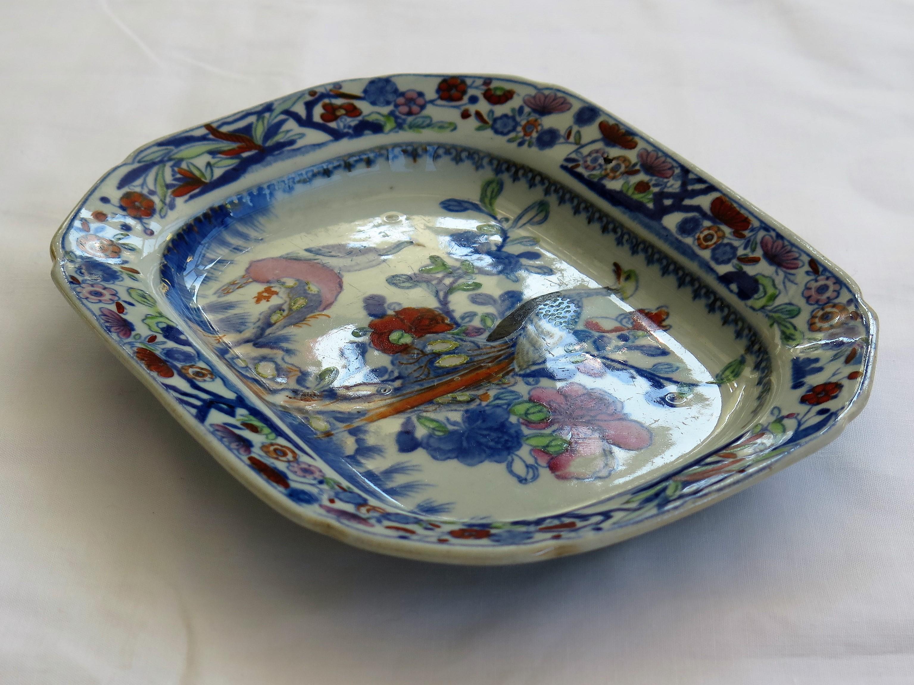 Chinoiserie Very Early Mason's Ironstone Dish or Tray in Oriental Pheasant Pattern, Ca 1812 