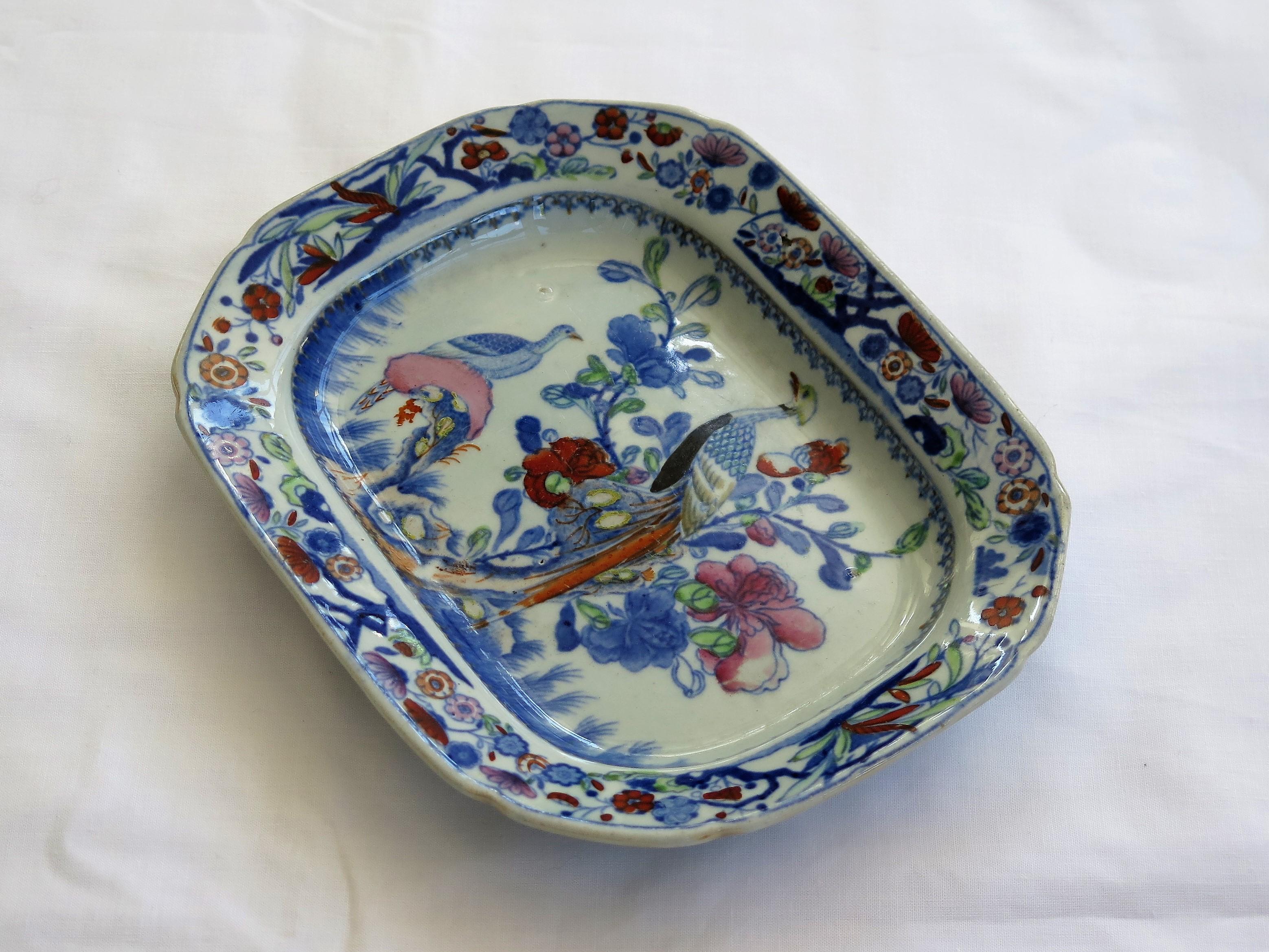 English Very Early Mason's Ironstone Dish or Tray in Oriental Pheasant Pattern, Ca 1812 
