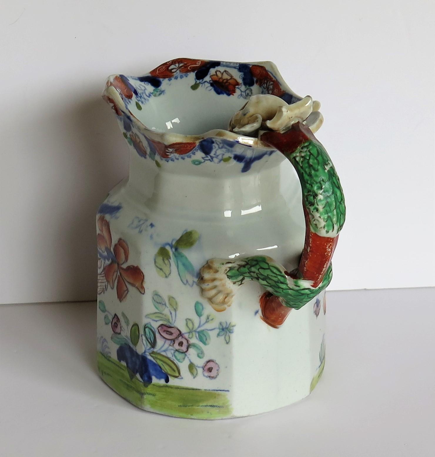 19th Century Masons Ironstone Large Jug or Pitcher in Vase and Jardinière Pattern,  Ca 1815 For Sale
