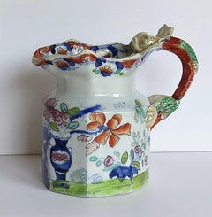 Masons Ironstone Large Jug or Pitcher in hand painted chinoiserie ptn,  Ca 1815