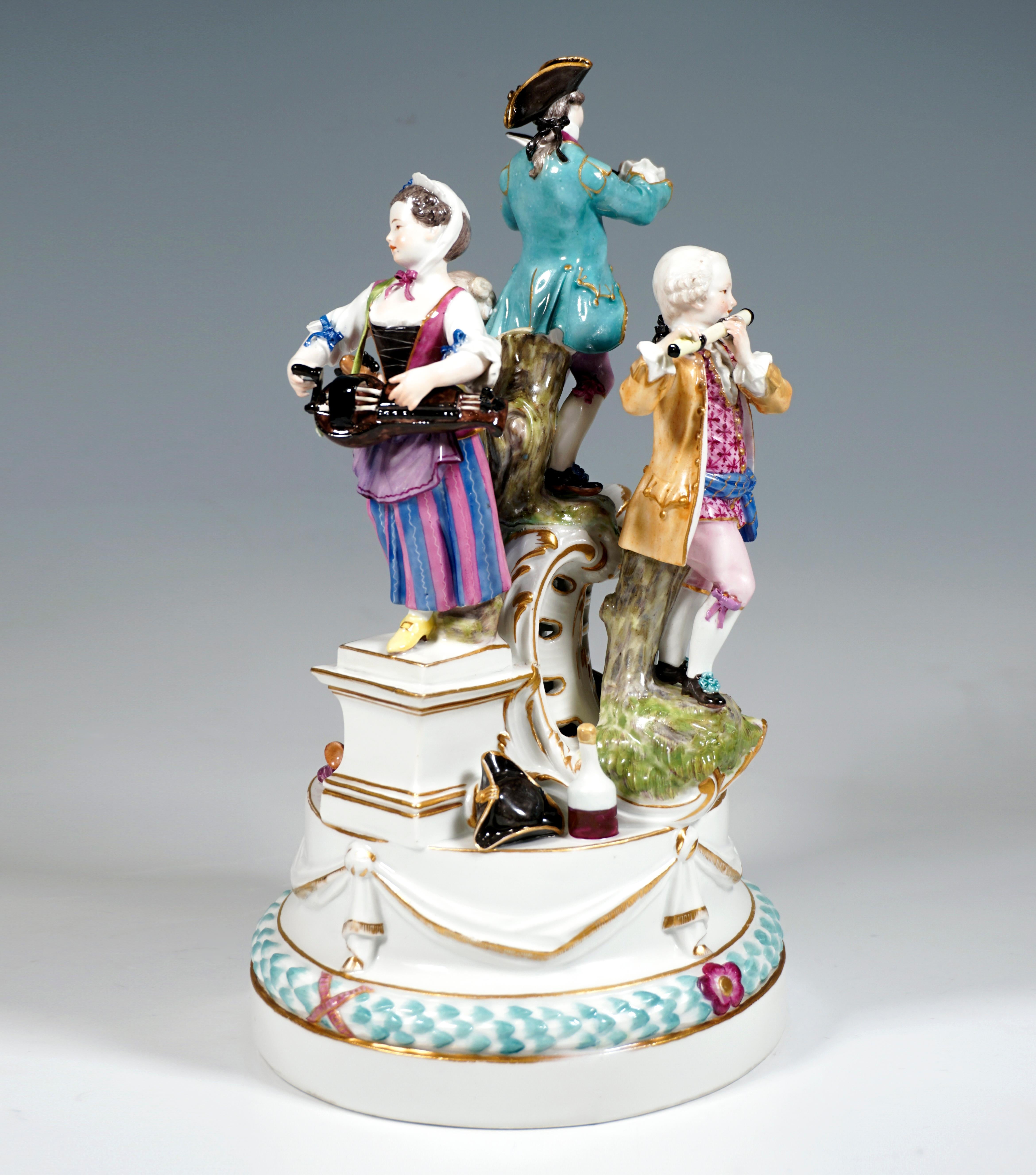Hand-Crafted Very Early Meissen Round Group of Musicians, by Kaendler, Germany, 1762-1773