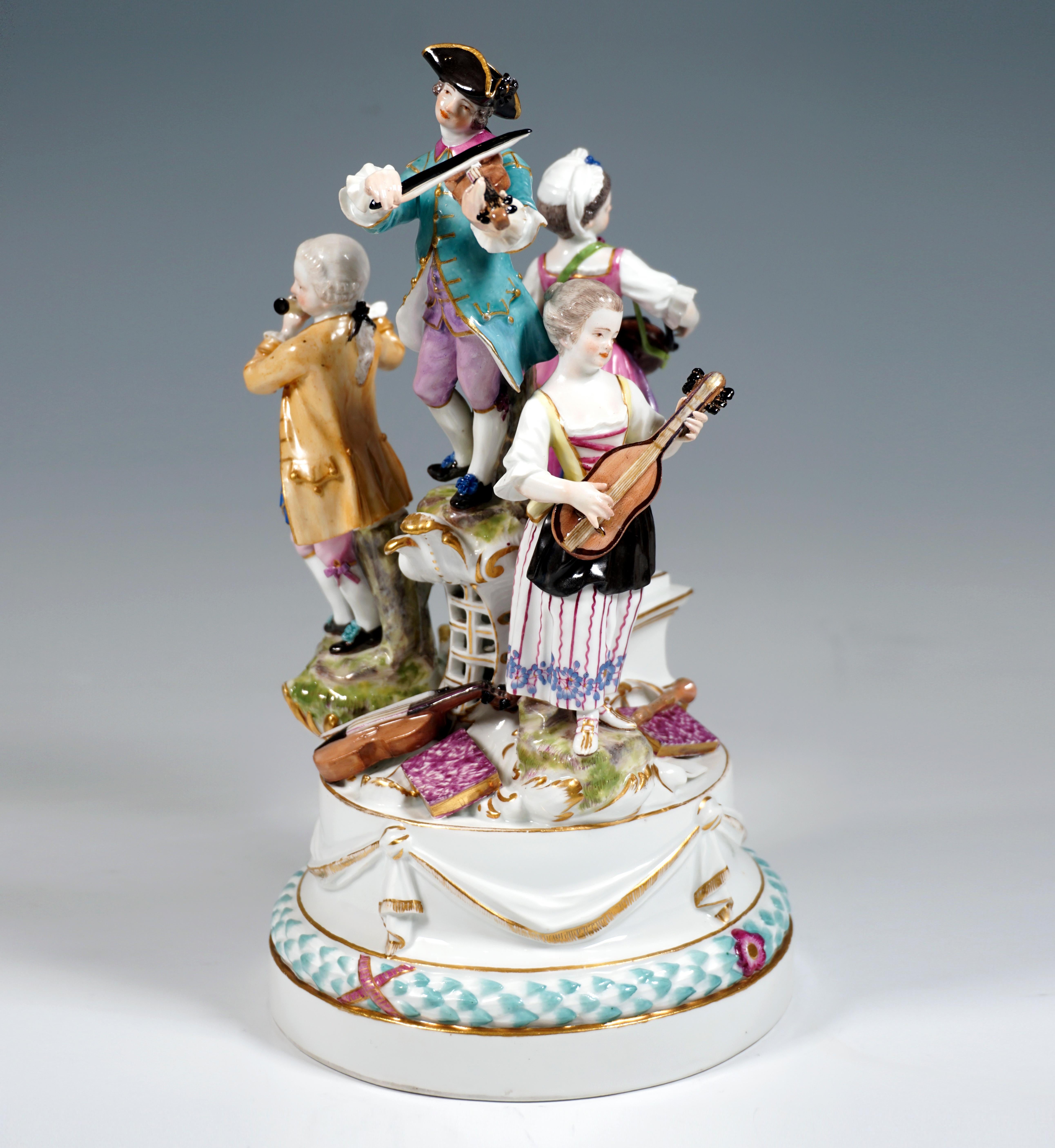 Porcelain Very Early Meissen Round Group of Musicians, by Kaendler, Germany, 1762-1773