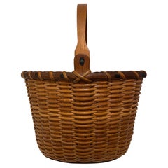 Antique Very Early Nantucket Lightship Basket, circa 1860