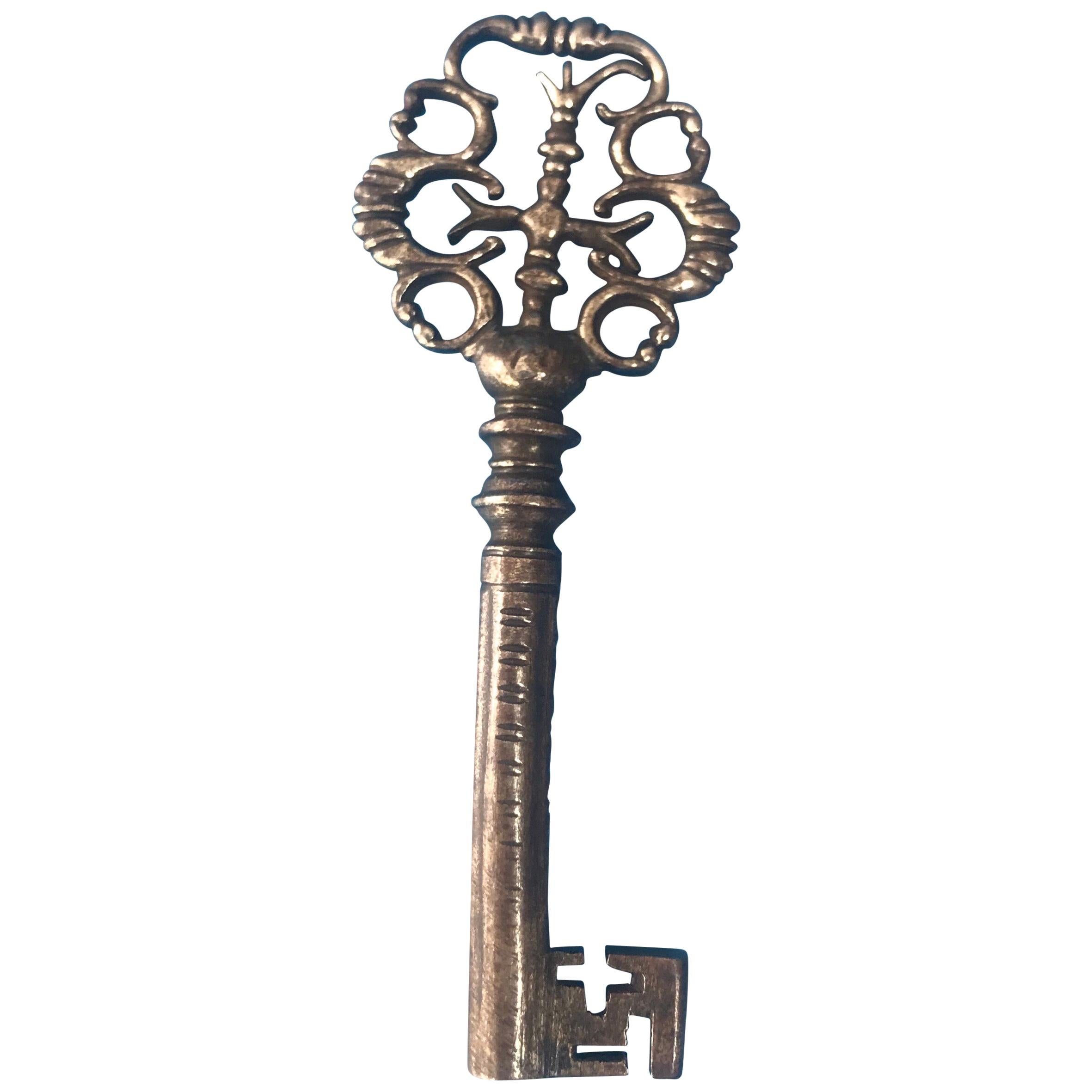 Very Early Unusual and Superb Steel Lantern Key For Sale