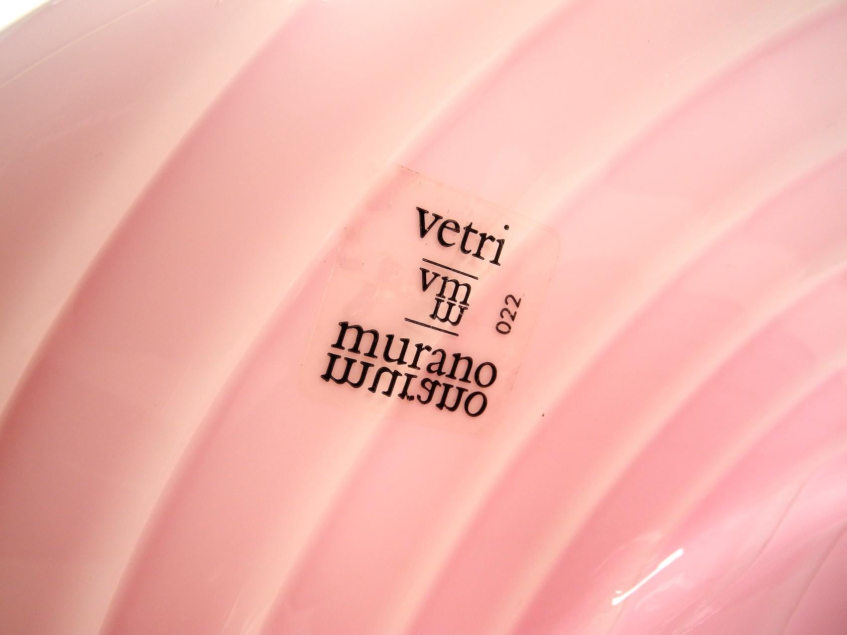 Murano Glass Very Elegant 1960s Large Vetri Murano Pink Glass Table Lamp Made in Italy