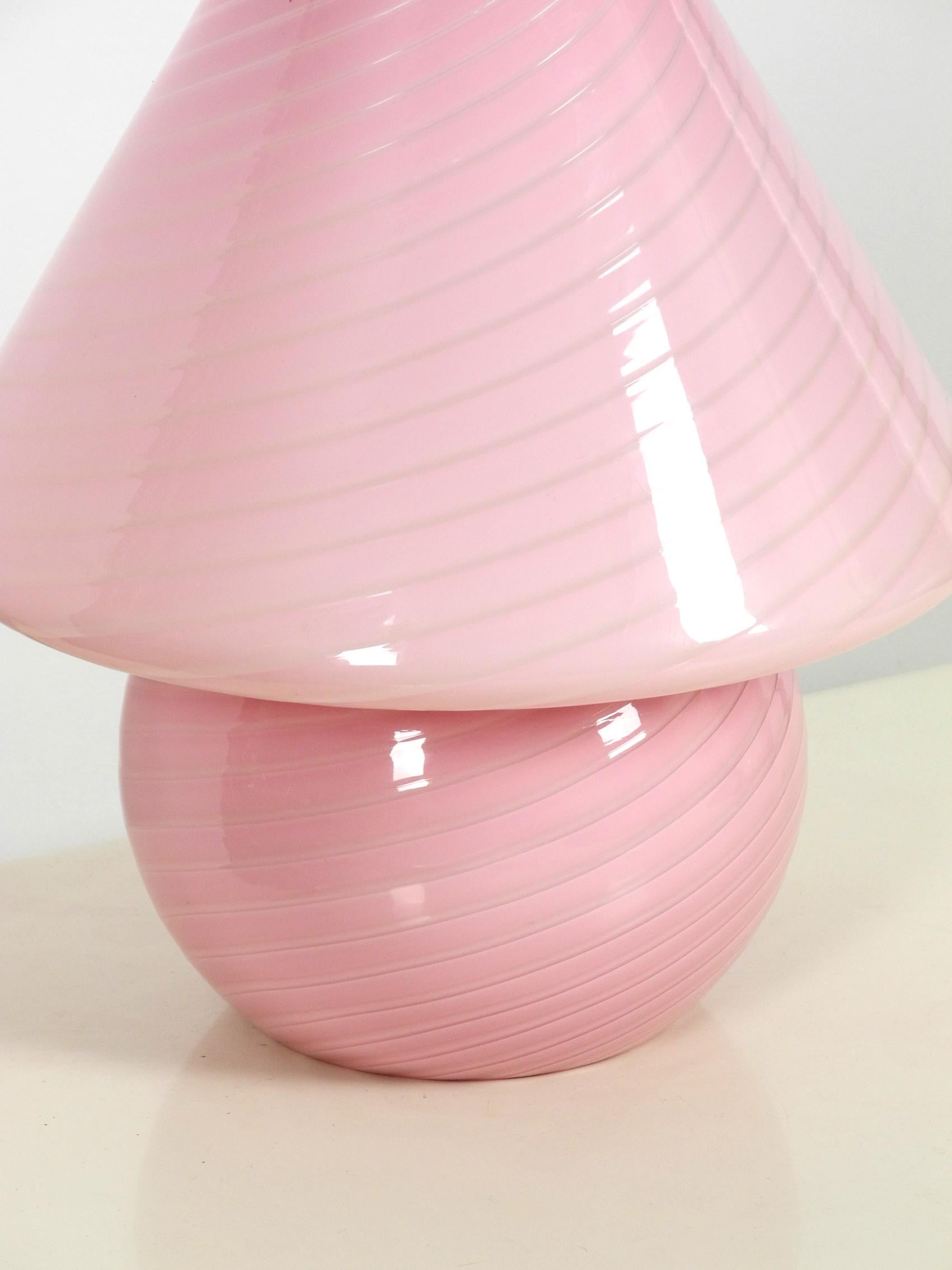 Very Elegant 1960s Large Vetri Murano Pink Glass Table Lamp Made in Italy 1