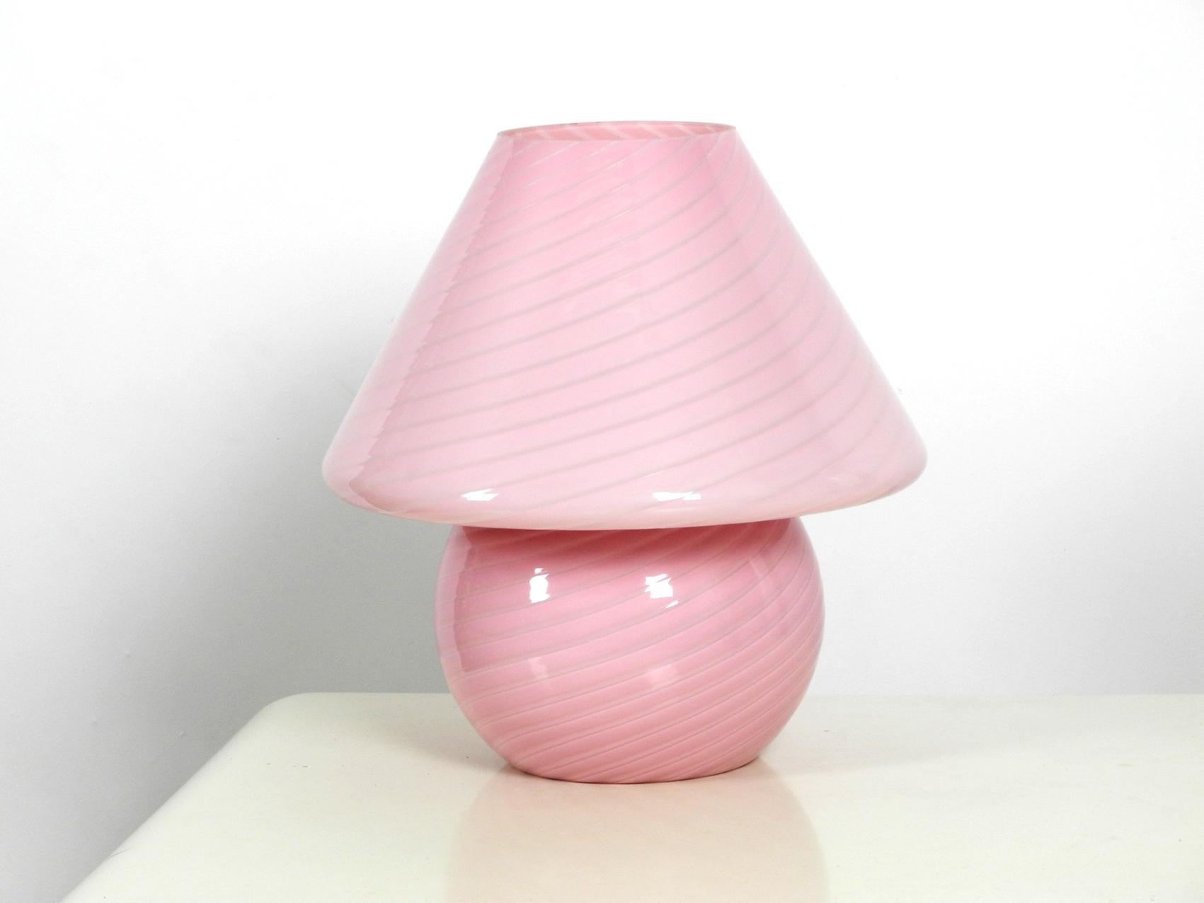 Mid-Century Modern Very Elegant 1960s Large Vetri Murano Pink Glass Table Lamp Made in Italy