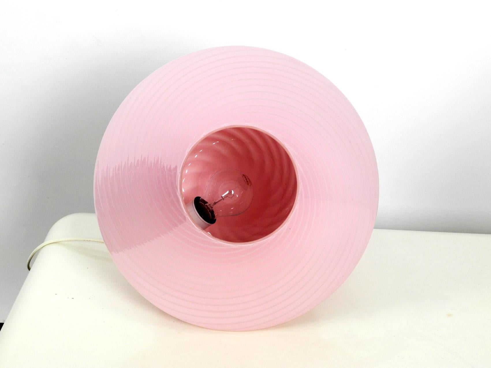 Mid-20th Century Very Elegant 1960s Large Vetri Murano Pink Glass Table Lamp Made in Italy