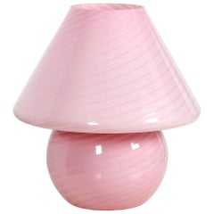 Very Elegant 1960s Large Vetri Murano Pink Glass Table Lamp Made in Italy
