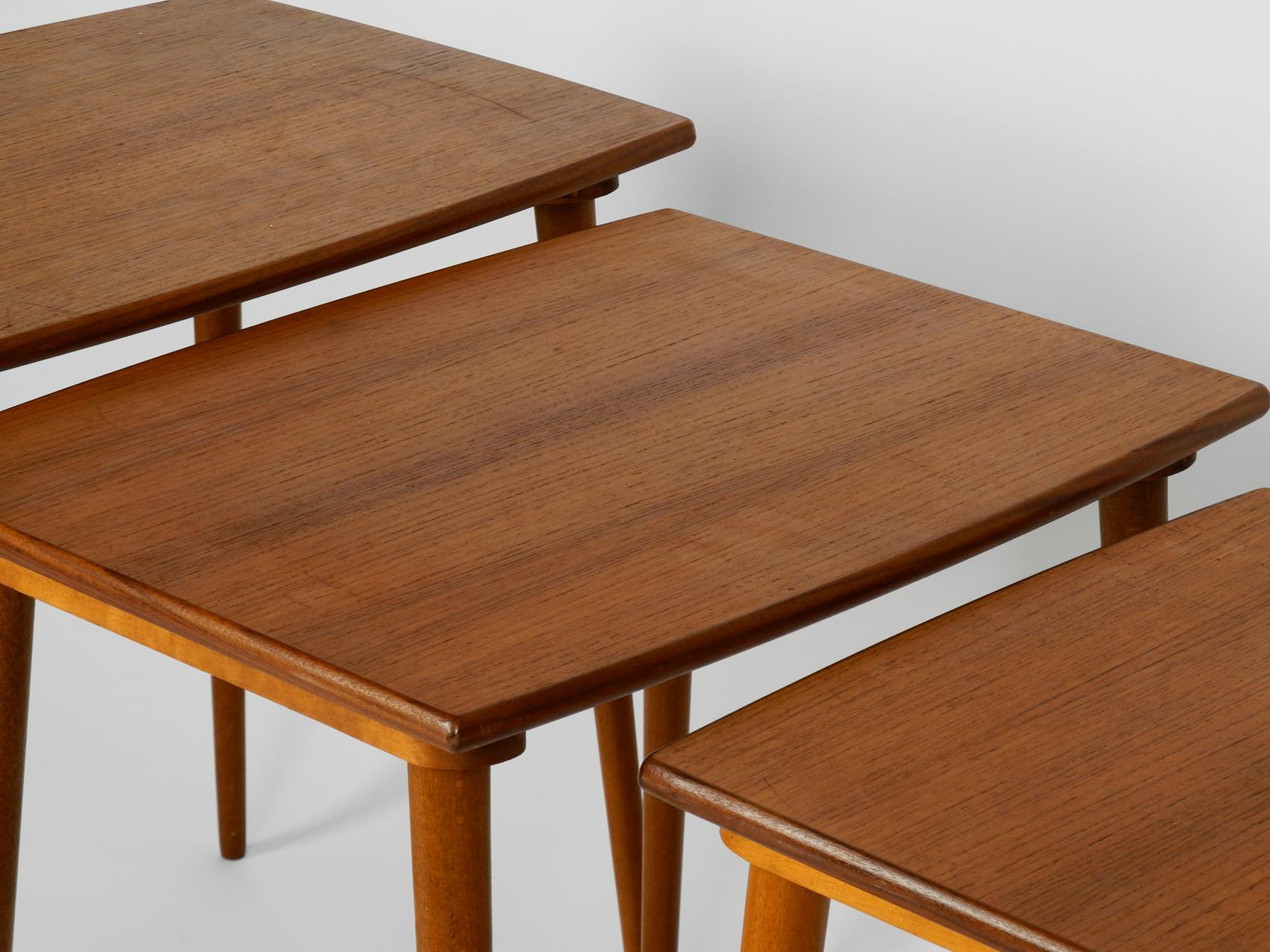 Very Elegant 1960s Set of 3 Nesting Side Tables Made of Teak Made in Denmark 3